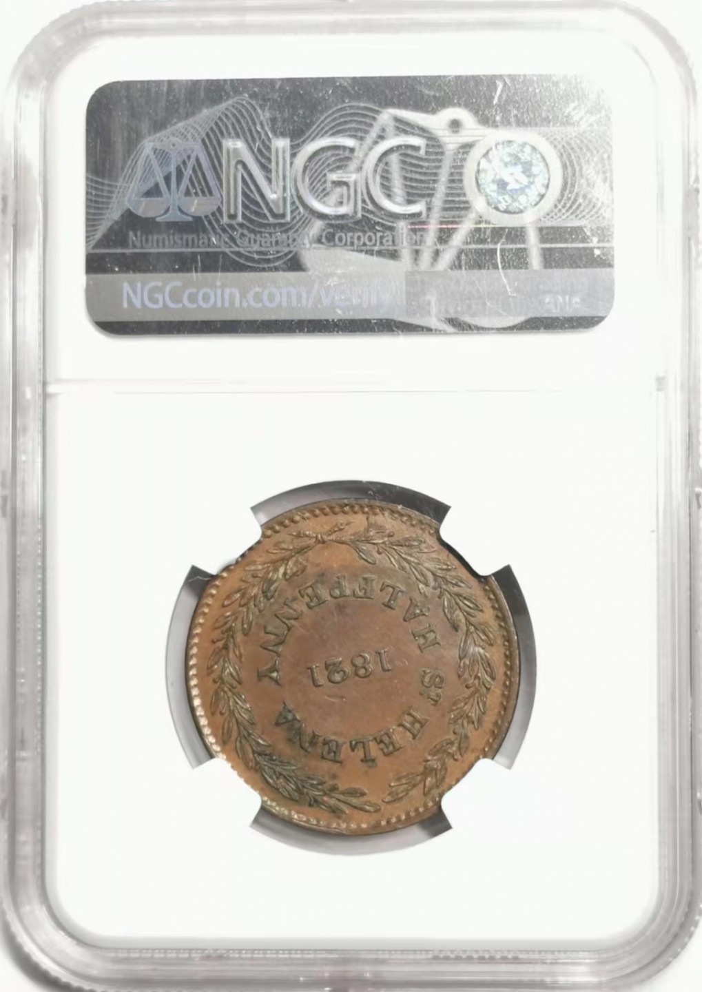 凡希社世界钱币微拍第一百七十八期 1821圣赫勒那1/2便士NGC-AU58