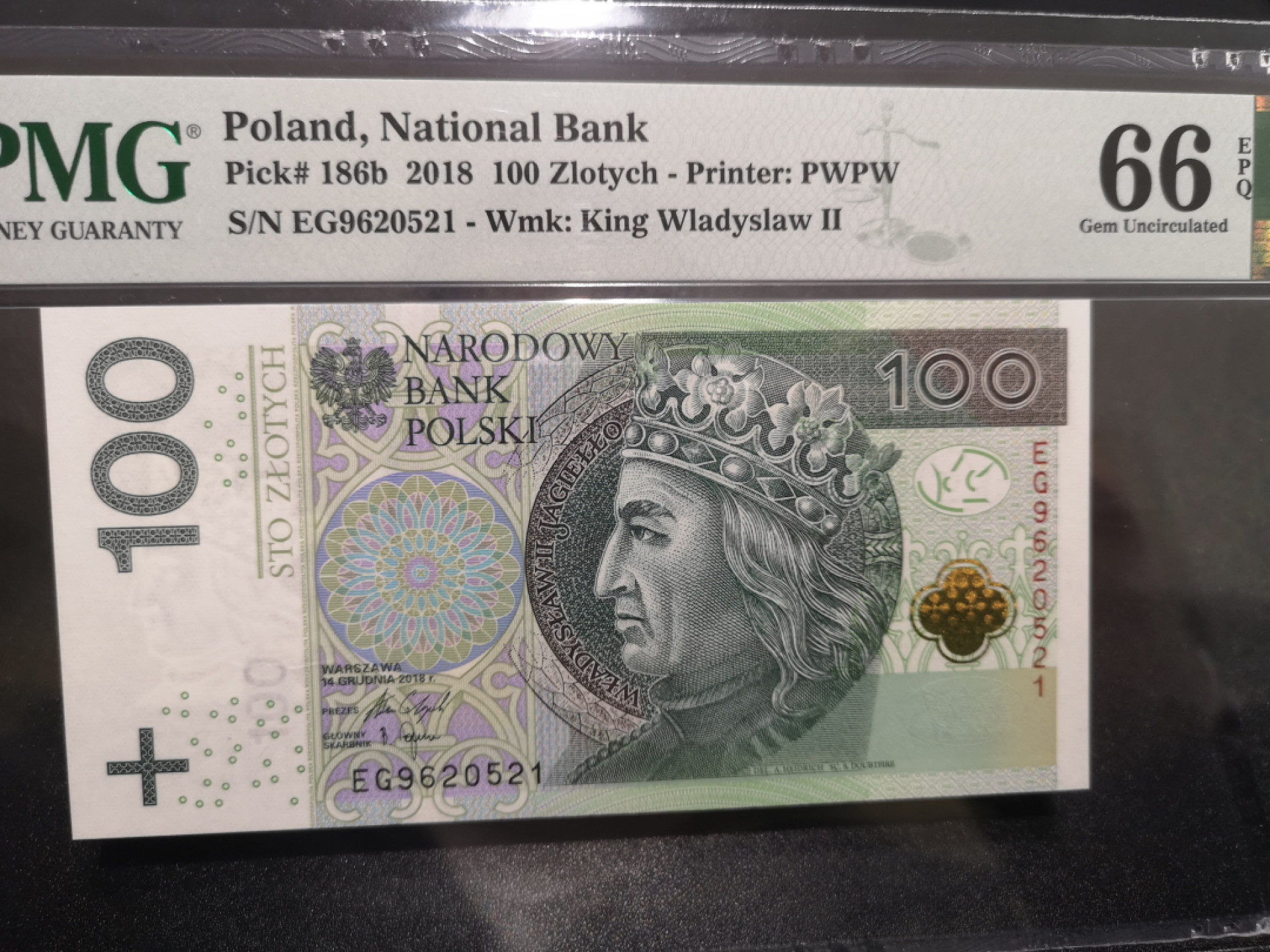 《外钞收藏家》第一百四十七期拍卖连拍第一场（98件） 2018年波兰100 无47 PMG66