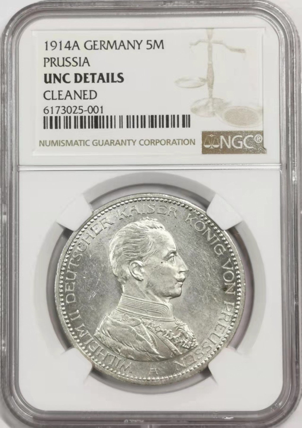 凡希社世界钱币微拍第一百七十八期 1914A德国5马克大银NGC-UNCD