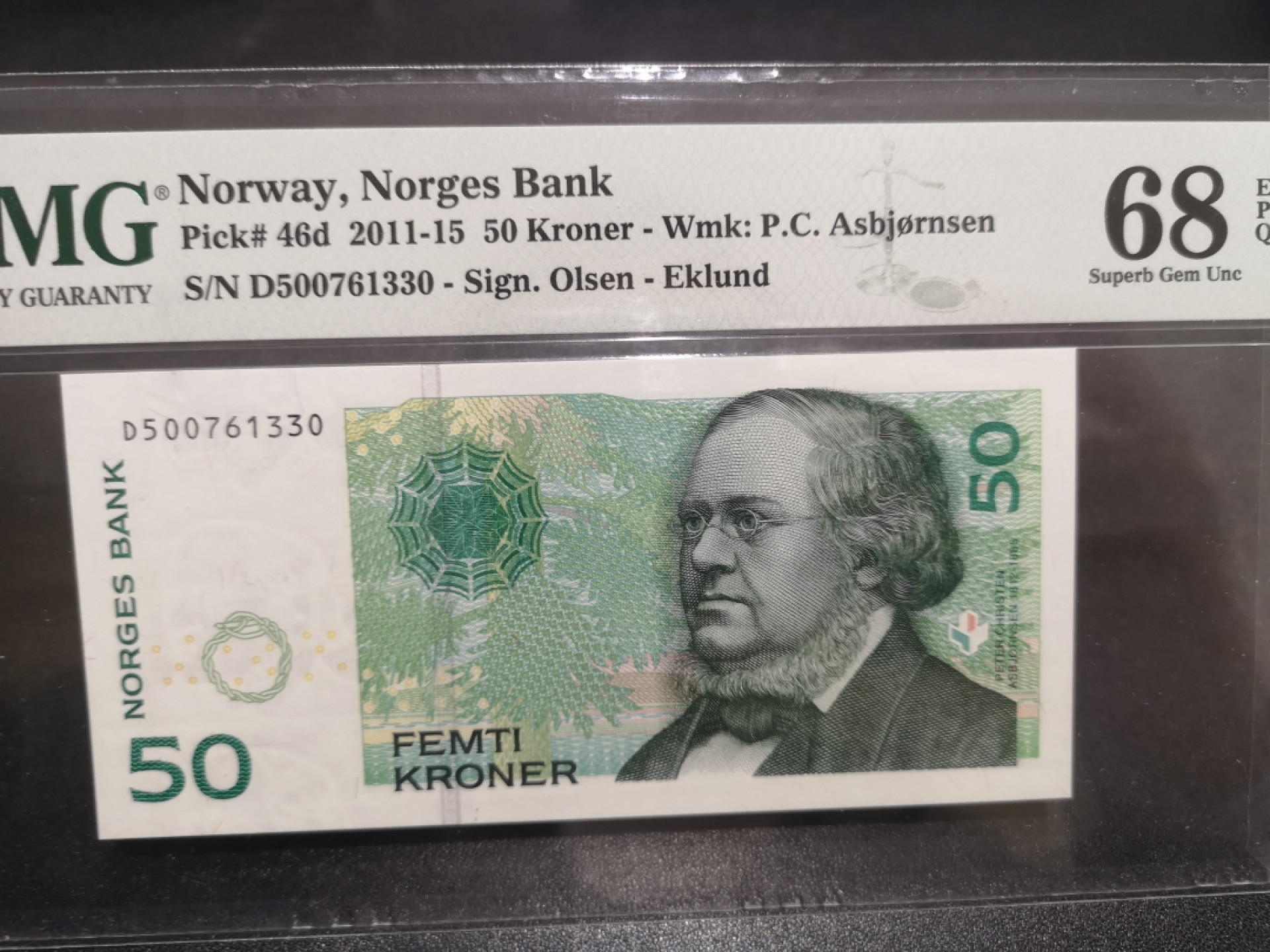 《外钞收藏家》第一百四十七期拍卖连拍第一场（98件） 2011年挪威50克朗 PMG68