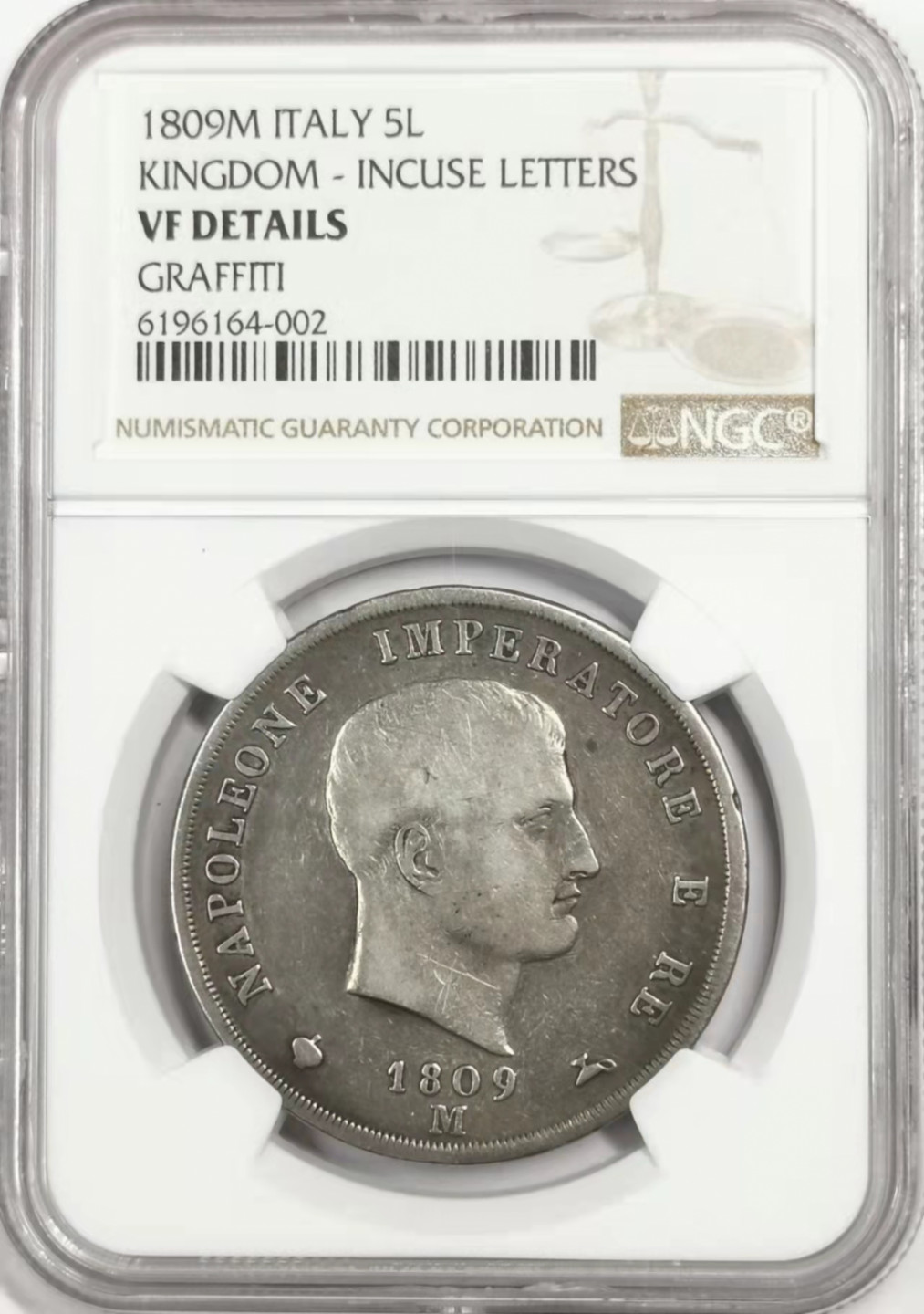 凡希社世界钱币微拍第一百七十八期 1809意大利王国5里拉大银NGC-VFD