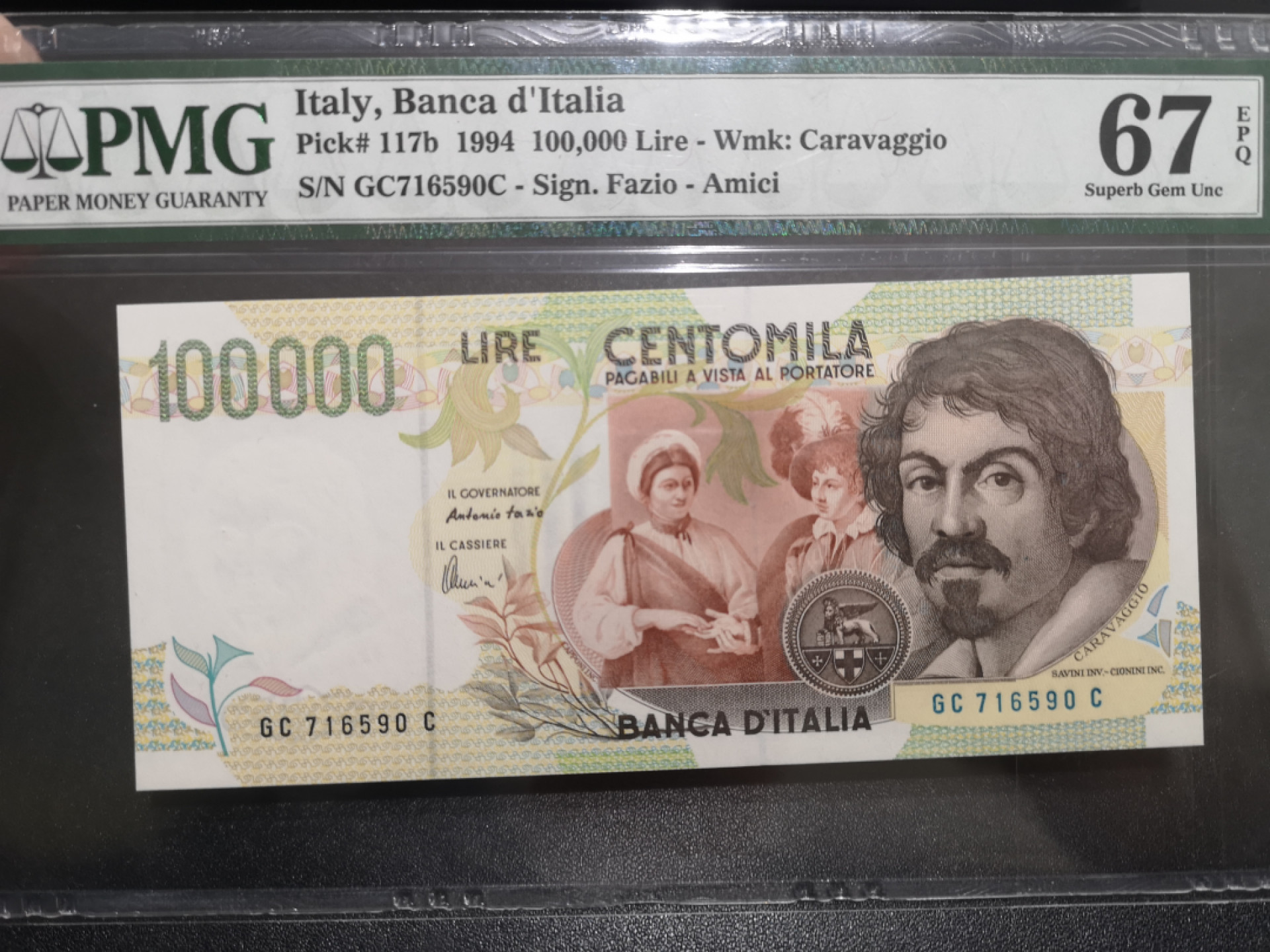《外钞收藏家》第一百四十七期拍卖连拍第一场（98件） 1994年意大利10万里拉 PMG67