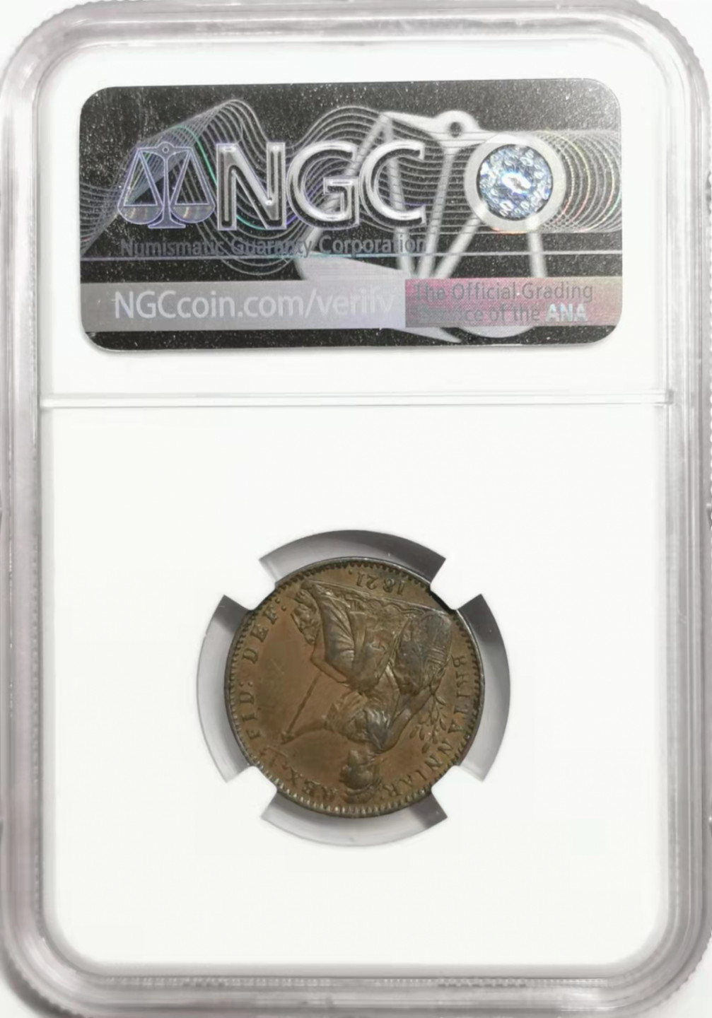 凡希社世界钱币微拍第一百七十八期 1821英国乔四法新铜NGC-AU55