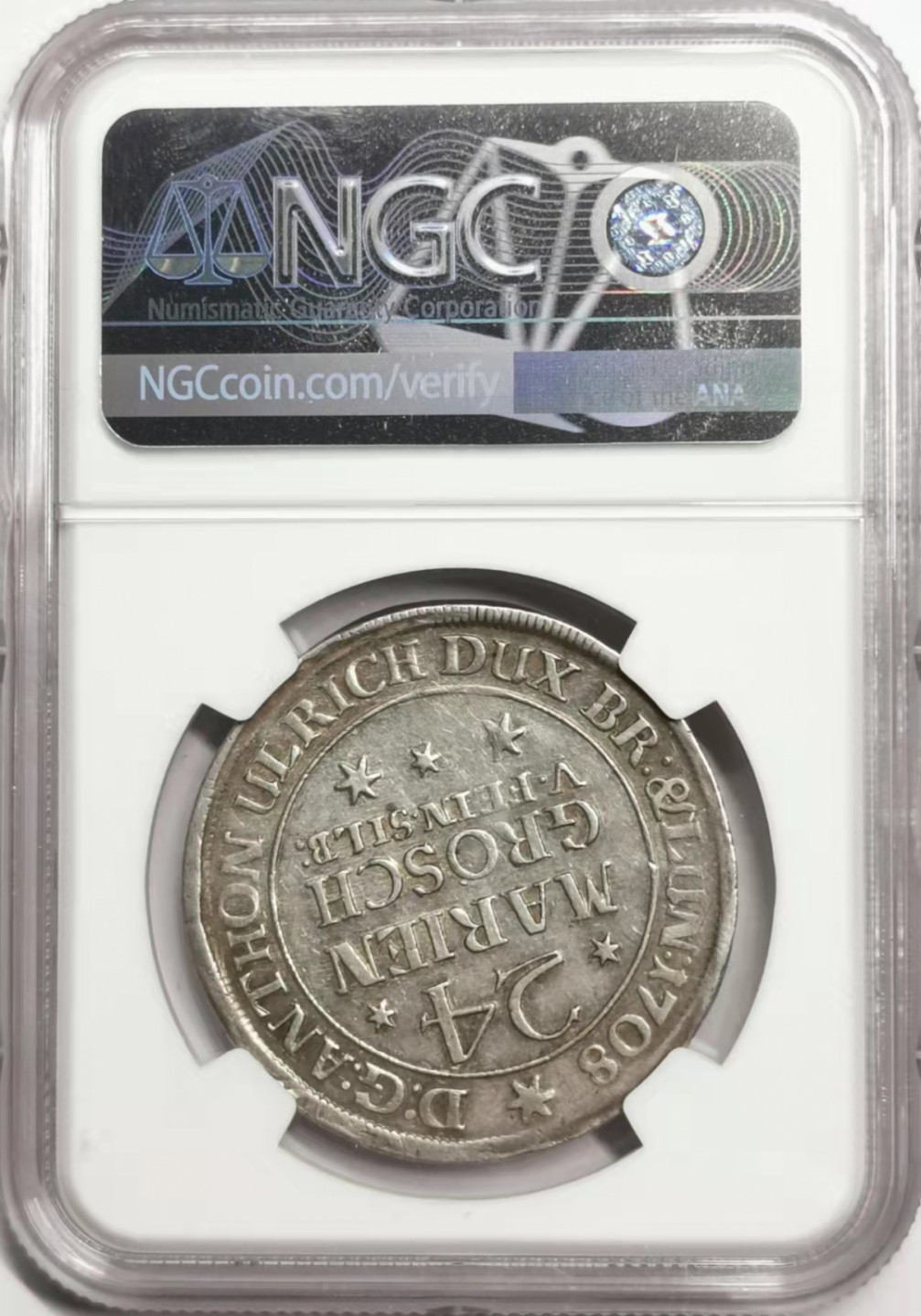 凡希社世界钱币微拍第一百七十八期 1708布伦瑞克野人24MG NGC-AU50