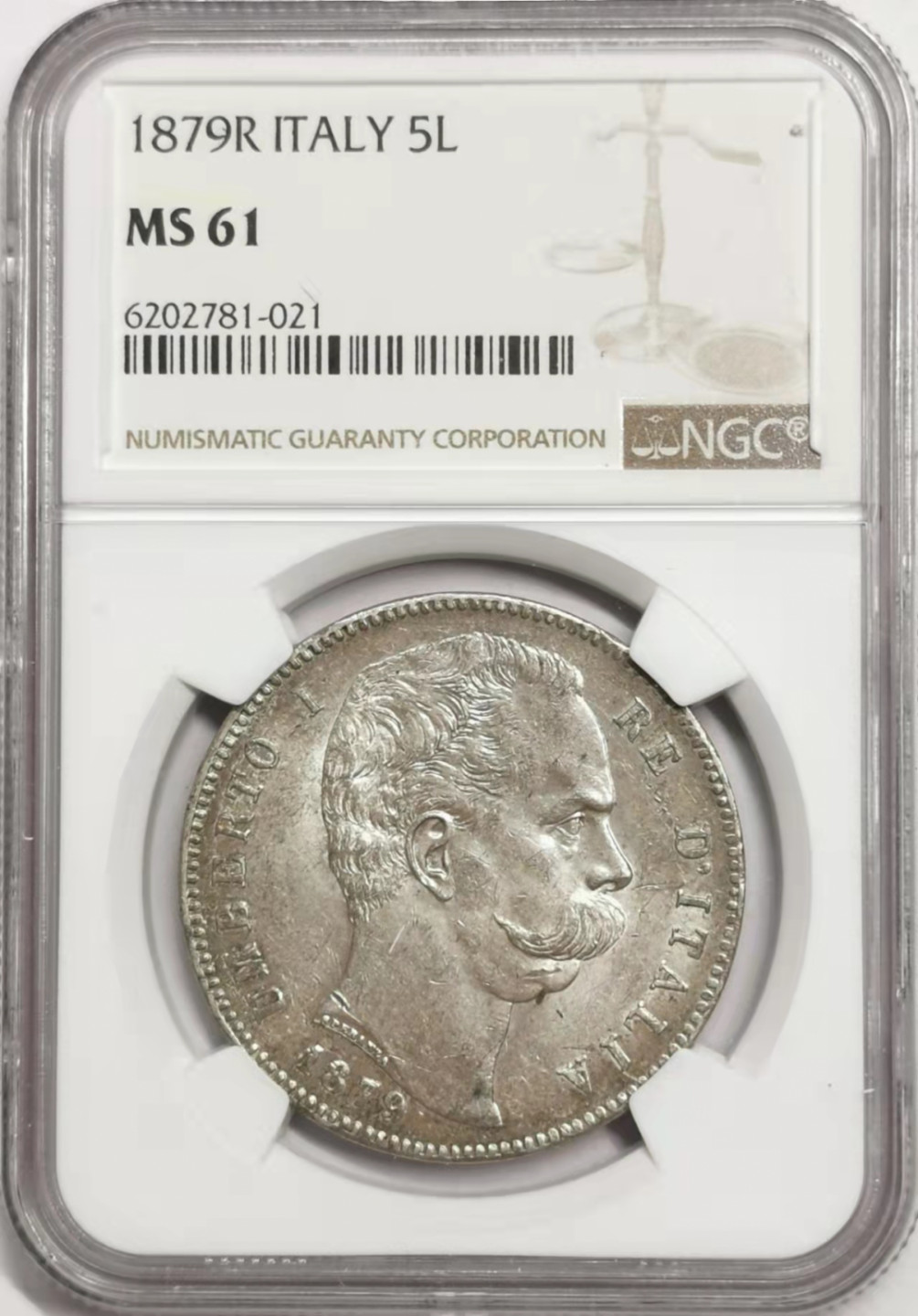 凡希社世界钱币微拍第一百七十八期 1879意大利翁贝托5里拉大银NGC-MS61