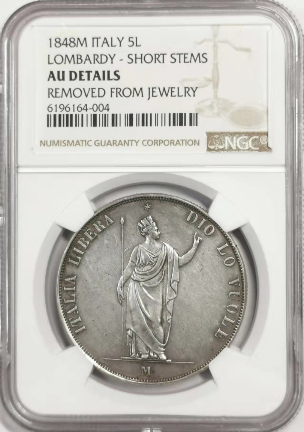 凡希社世界钱币微拍第一百七十八期 1848伦巴第5里拉大银NGC-AUD