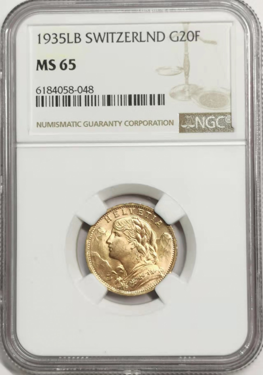 凡希社世界钱币微拍第一百七十八期 1936lb瑞士20法郎金币NGC-MS65高分收藏级！