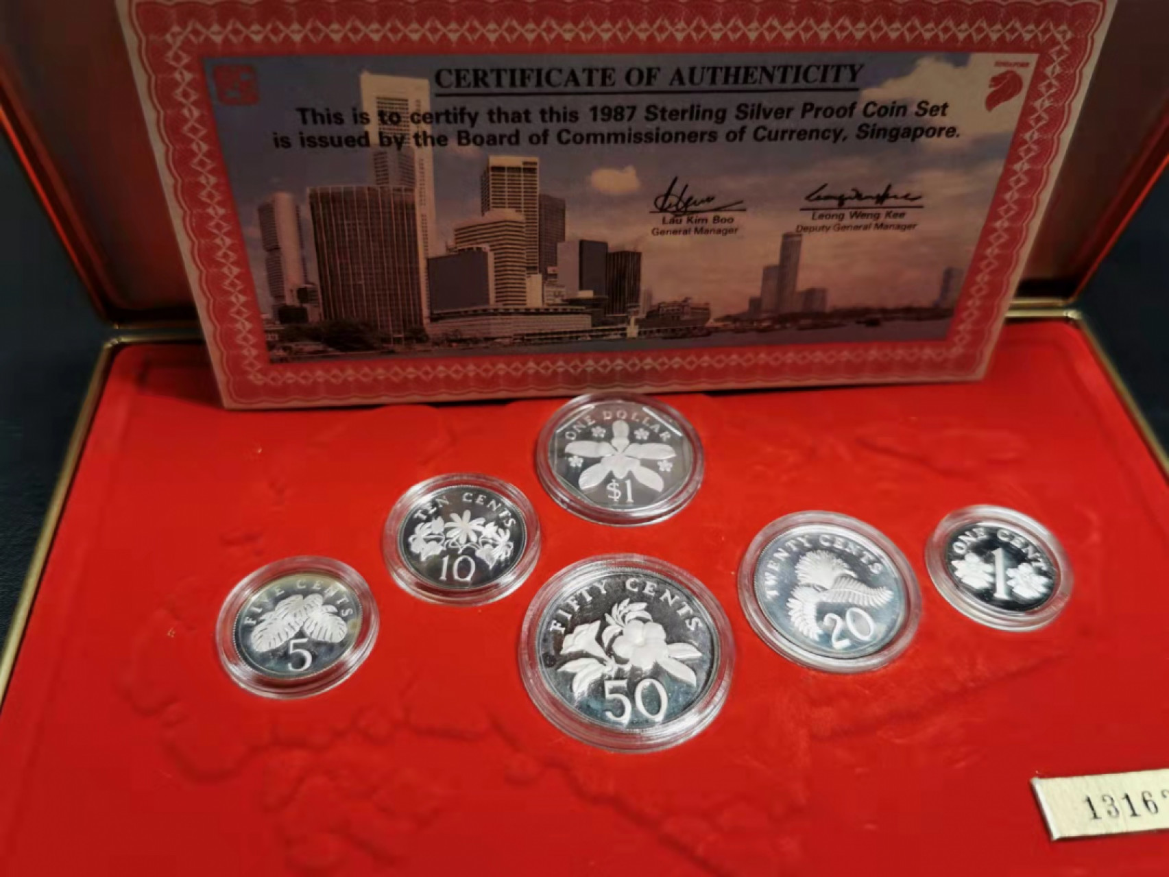 凡希社世界钱币微拍第一百七十八期 1987新加坡全银精铸PS全品外盒略褪色