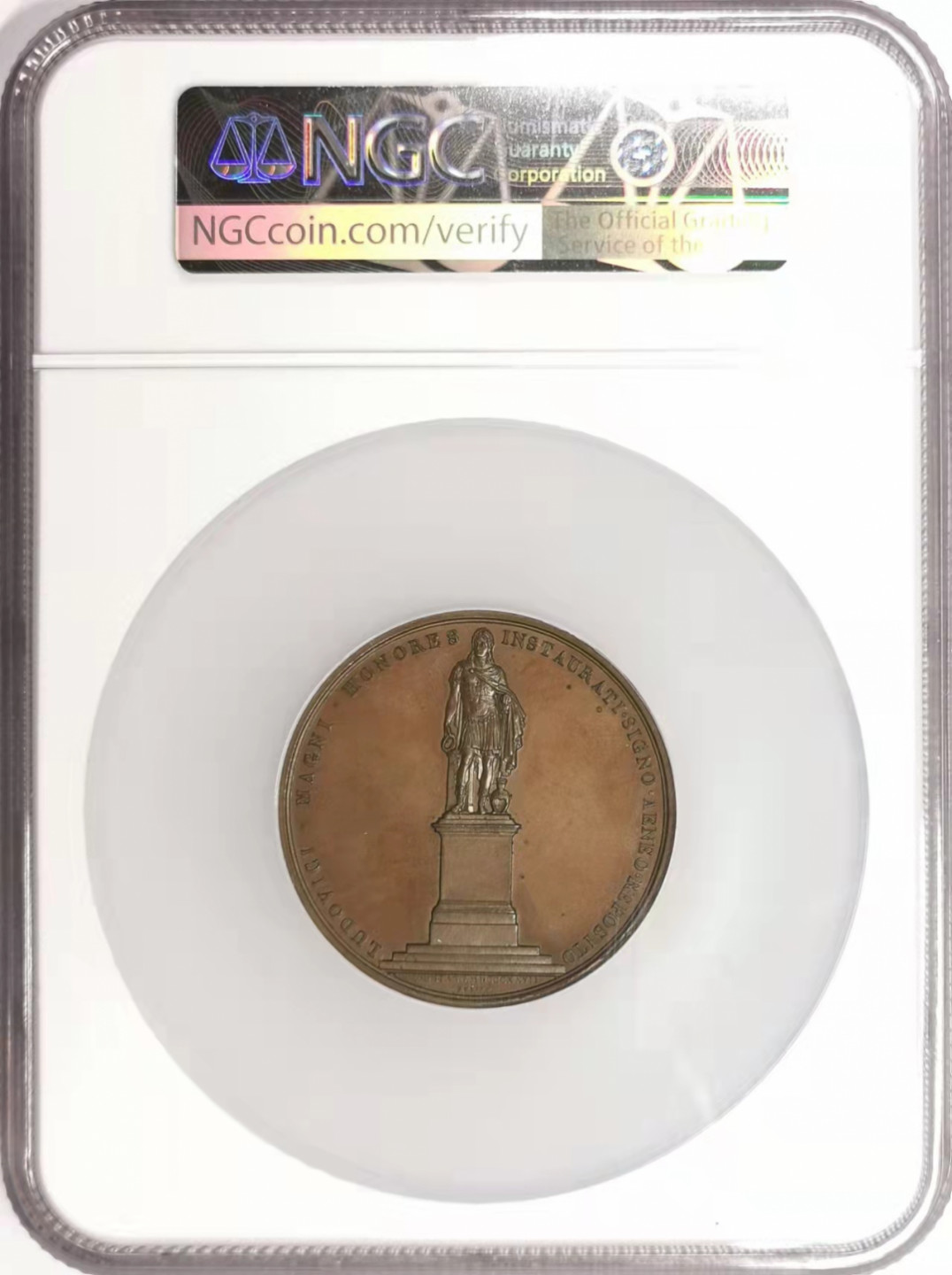 凡希社世界钱币微拍第一百七十八期 1827法国路易十四塑像落成纪念大铜章NGC-MS64