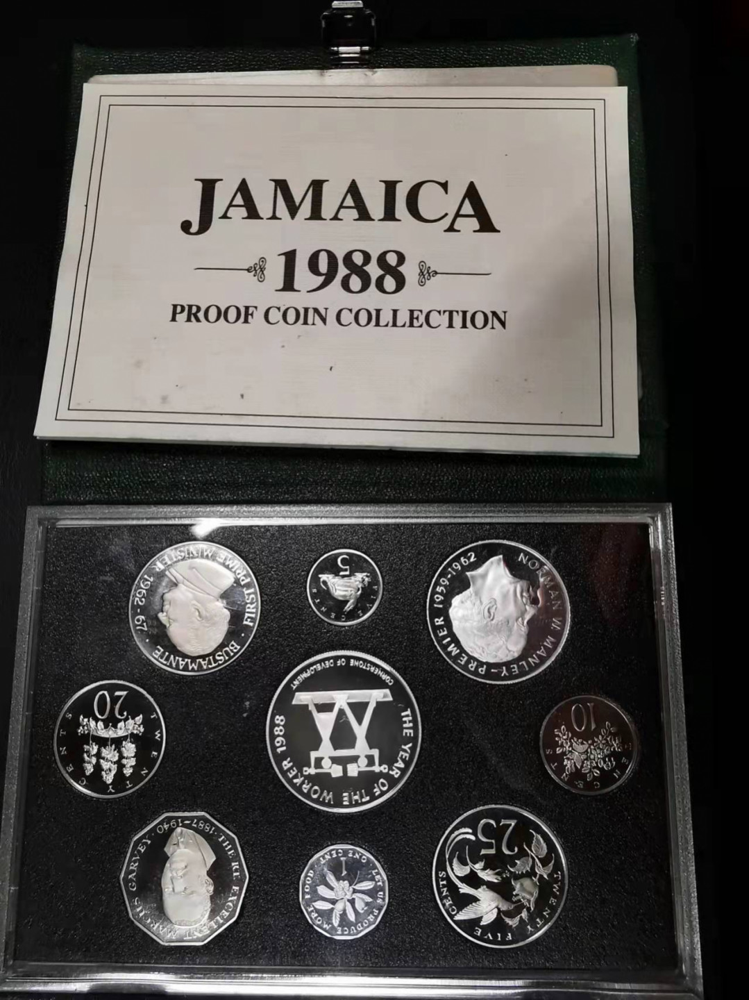 凡希社世界钱币微拍第一百七十八期 1988牙买加精铸PS原盒全品含两银