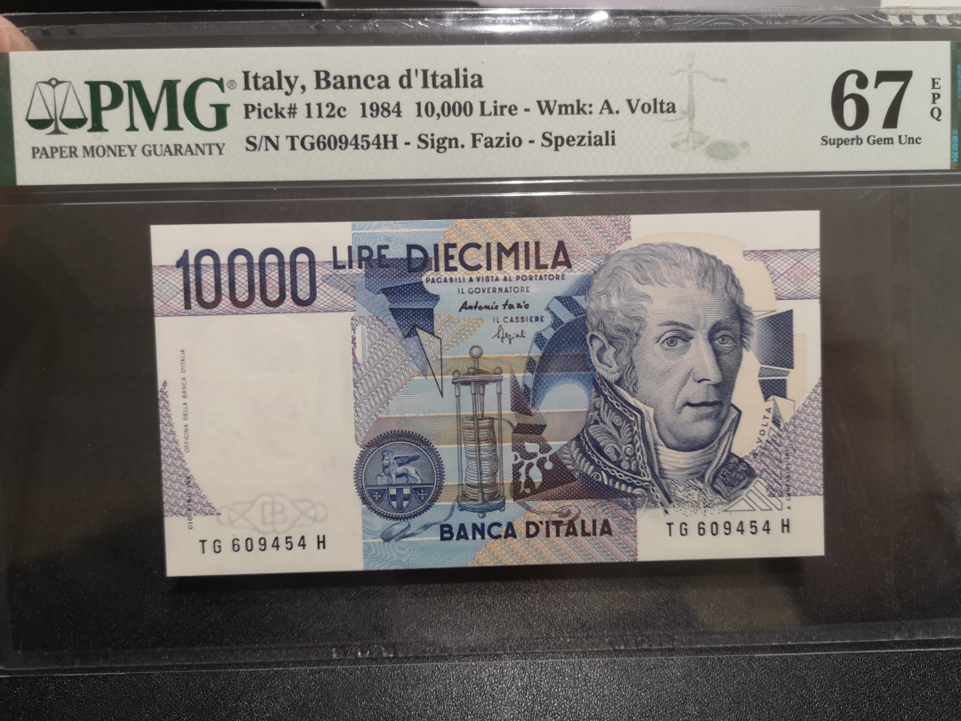 《外钞收藏家》第一百四十七期拍卖连拍第一场（98件） 1984年意大利1万里拉 PMG67