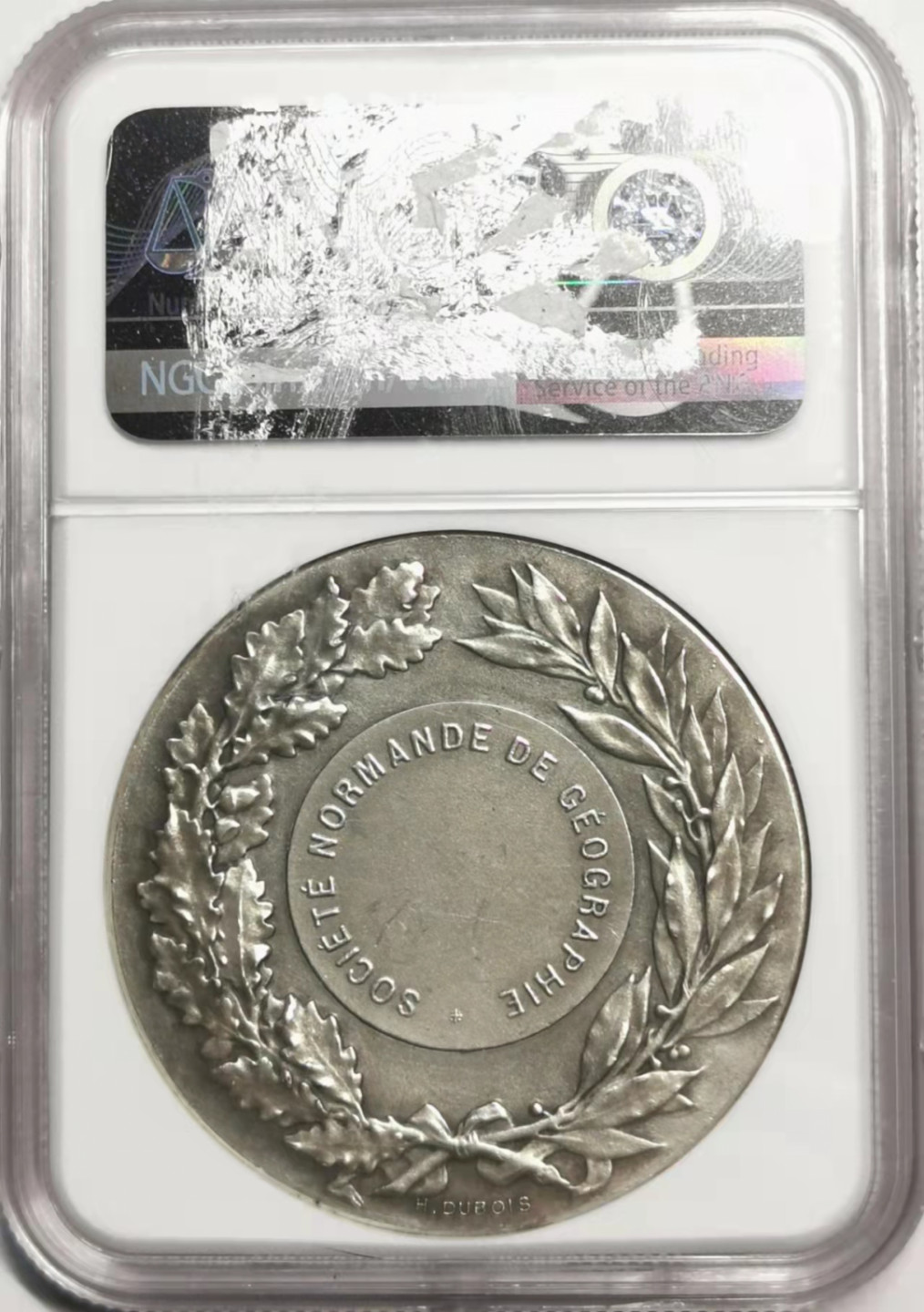 凡希社世界钱币微拍第一百七十八期 十九世纪法国诺曼底地理学会镀银章NGC-MS62名家DUBOIS作品