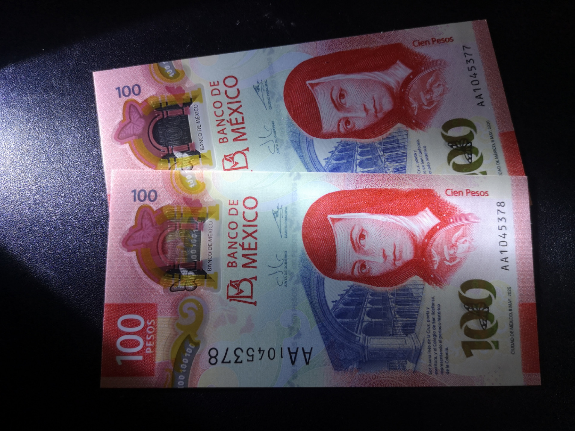 《外钞收藏家》第一百四十七期拍卖连拍第一场（98件） 2020年墨西哥100比索 两连号 全新UNC
