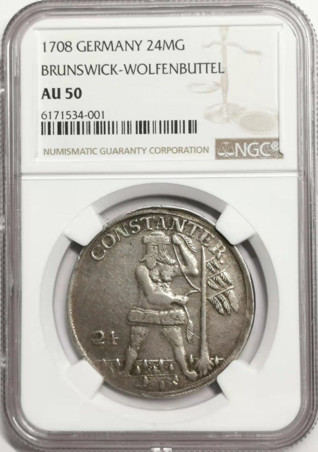 凡希社世界钱币微拍第一百七十八期 1708布伦瑞克野人24MG NGC-AU50