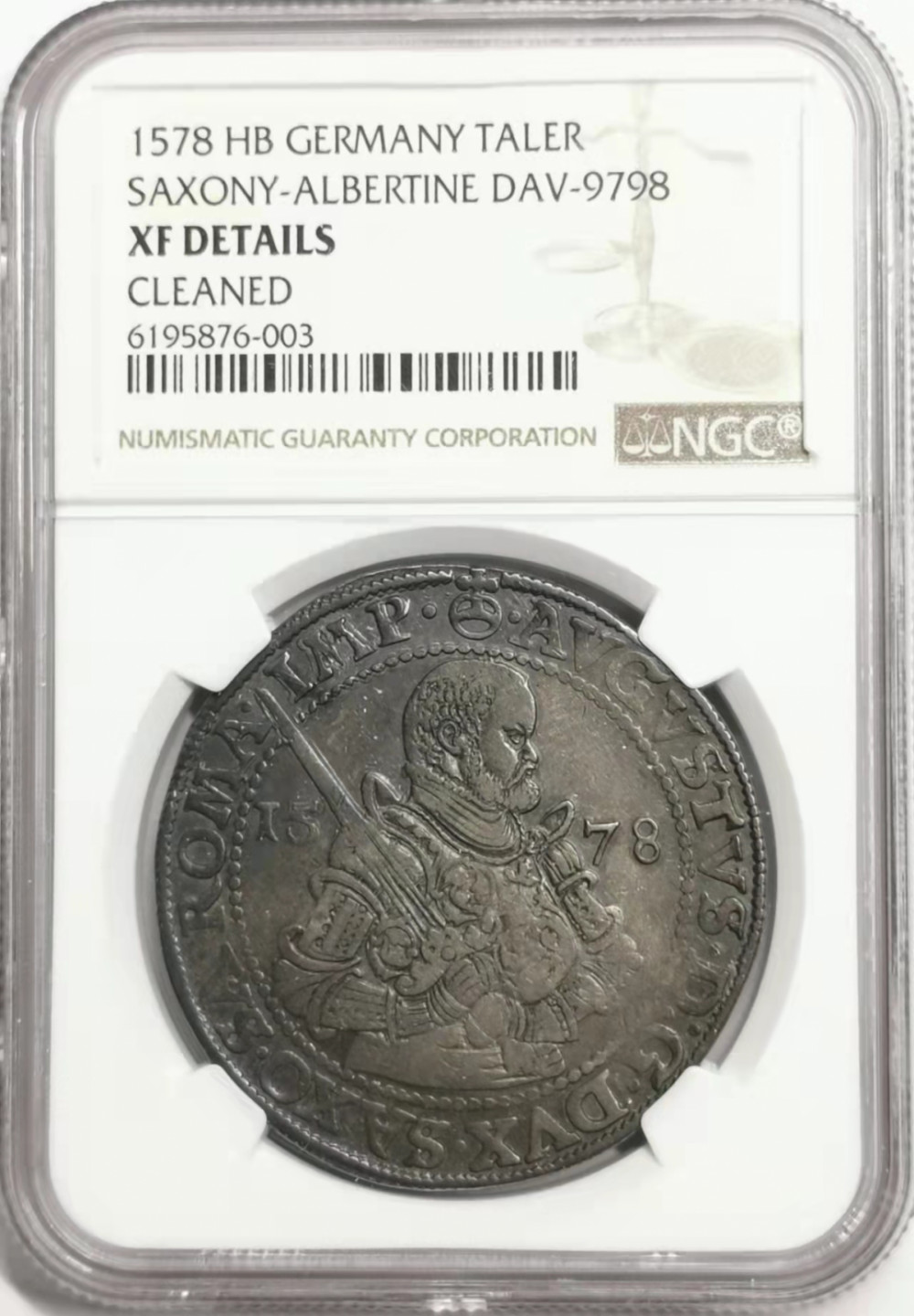 凡希社世界钱币微拍第一百七十八期 1578萨克森艾伯丁泰勒大银NGC-XFD原味品