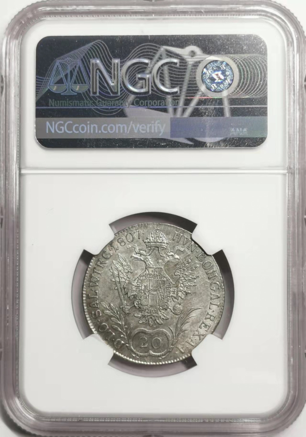 凡希社世界钱币微拍第一百七十八期 1807奥地利20克鲁泽NGC-AU58铸造错版！