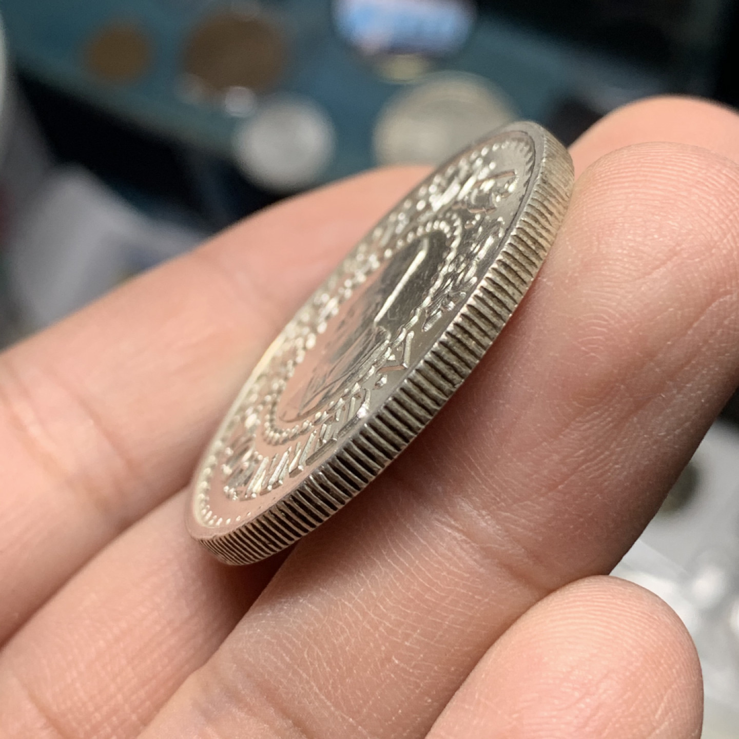 《竞宝斋》钱币微拍-第15场-本周日，周一2场连拍（全场顺丰包邮） 1956年  摩洛哥 500法郎 大银币  欧非交接的文化在币上充分显现