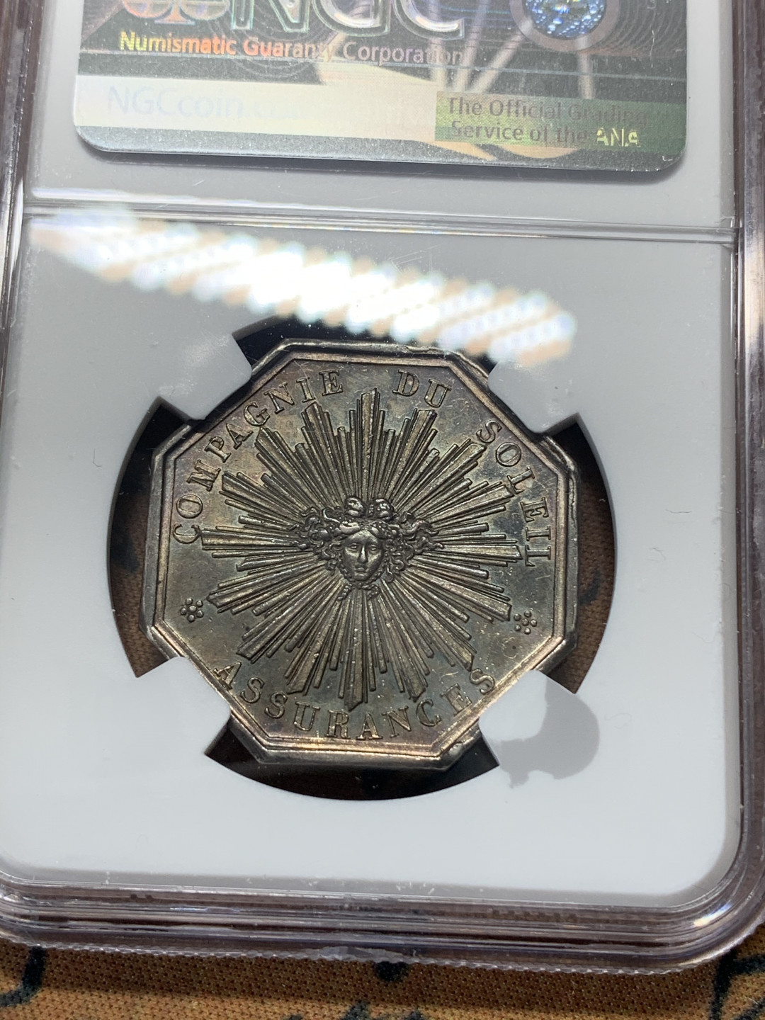 《竞宝斋》钱币微拍-第15场-本周日，周一2场连拍（全场顺丰包邮） NGC-AU55 法国1832年 路易斯菲利普一世 小头 JETON 银币 漂亮的黑包浆