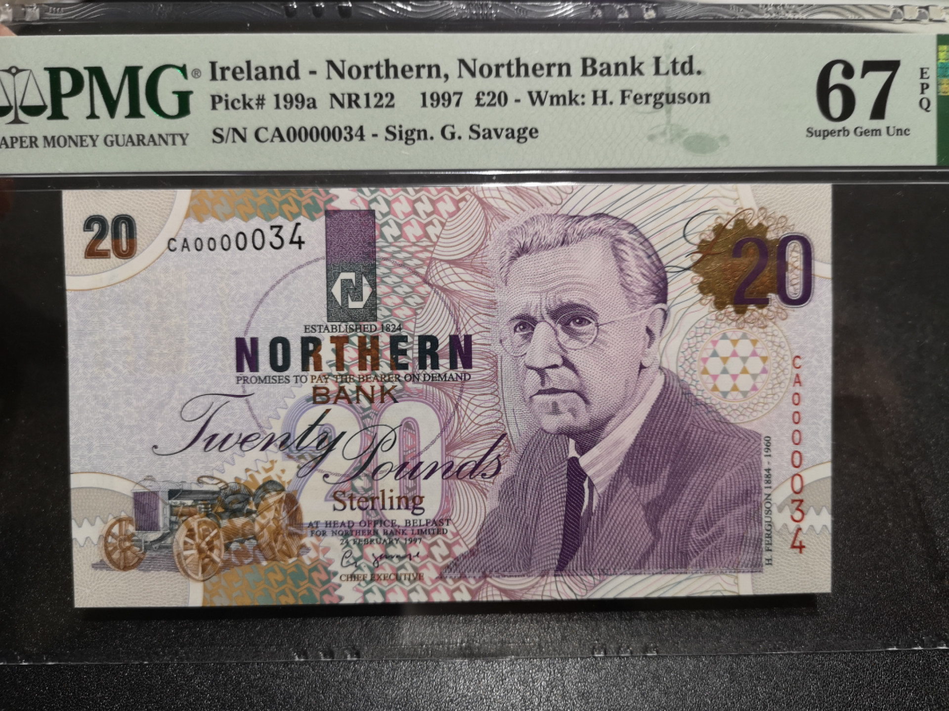 《外钞收藏家》第一百四十七期拍卖连拍第一场（98件） 1997年北爱尔兰北方银行20镑 PMG67 超小号34