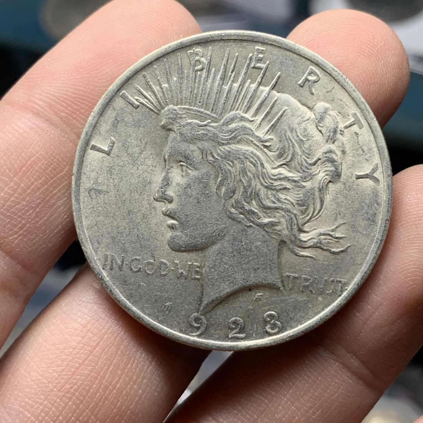 《竞宝斋》钱币微拍-第15场-本周日，周一2场连拍（全场顺丰包邮） 美国 1923年 和平 美元 大银币 状态不错 值得拥有