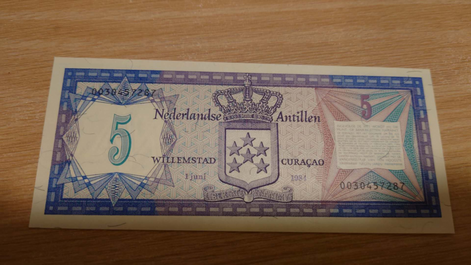【囧羊收藏】精选微拍总第四十期暨2021年第31期 各国货币精选 1984面荷属安地列斯群岛5元 全新UNC尾号287