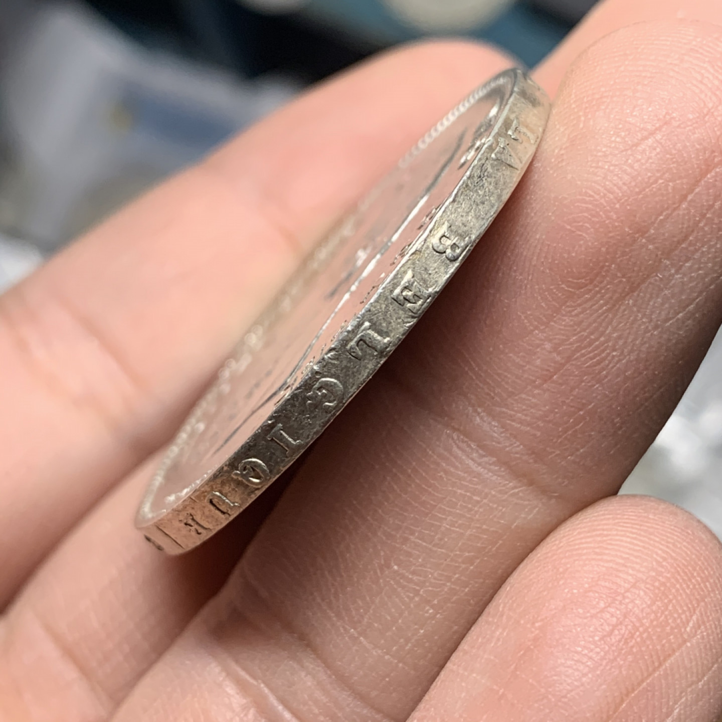 《竞宝斋》钱币微拍-第15场-本周日，周一2场连拍（全场顺丰包邮） 1875年 比利时 5法郎 大银币 好品 25克 900银