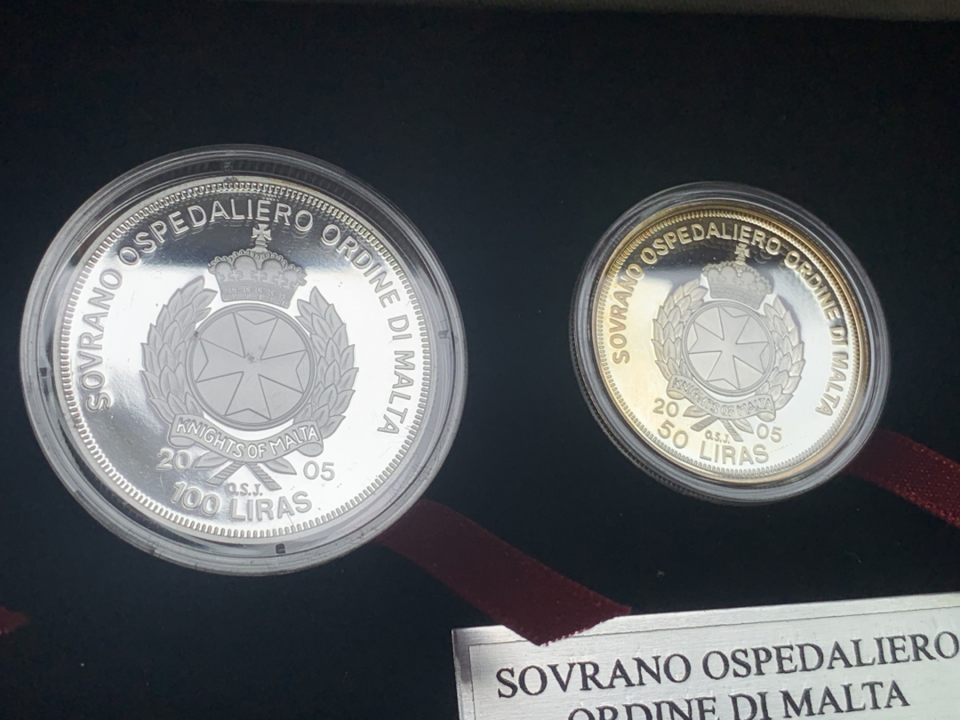 《竞宝斋》钱币微拍-第15场-本周日，周一2场连拍（全场顺丰包邮） 原盒证书 马耳他2005年 25/50/100/200里拉 1/4盎司到2盎司精制教皇纪念币 1盎司镀金 完美状态