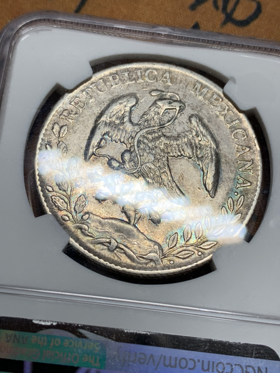 《竞宝斋》钱币微拍-第15场-本周日，周一2场连拍（全场顺丰包邮） NGC-XF45  墨西哥 1892年 8 里亚尔  库利亚坎厂  银币     原味带彩c厂老鹰