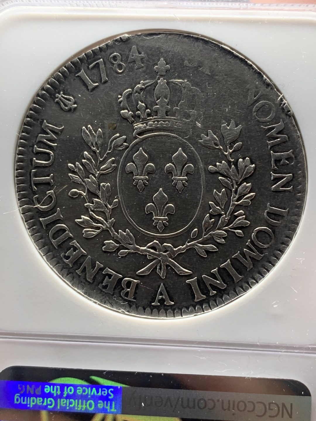 《竞宝斋》钱币微拍-第15场-本周日，周一2场连拍（全场顺丰包邮） NGC-XF 法国 1784-A年 路易十六 老埃居 大银币 有减重痕这个品种里常见