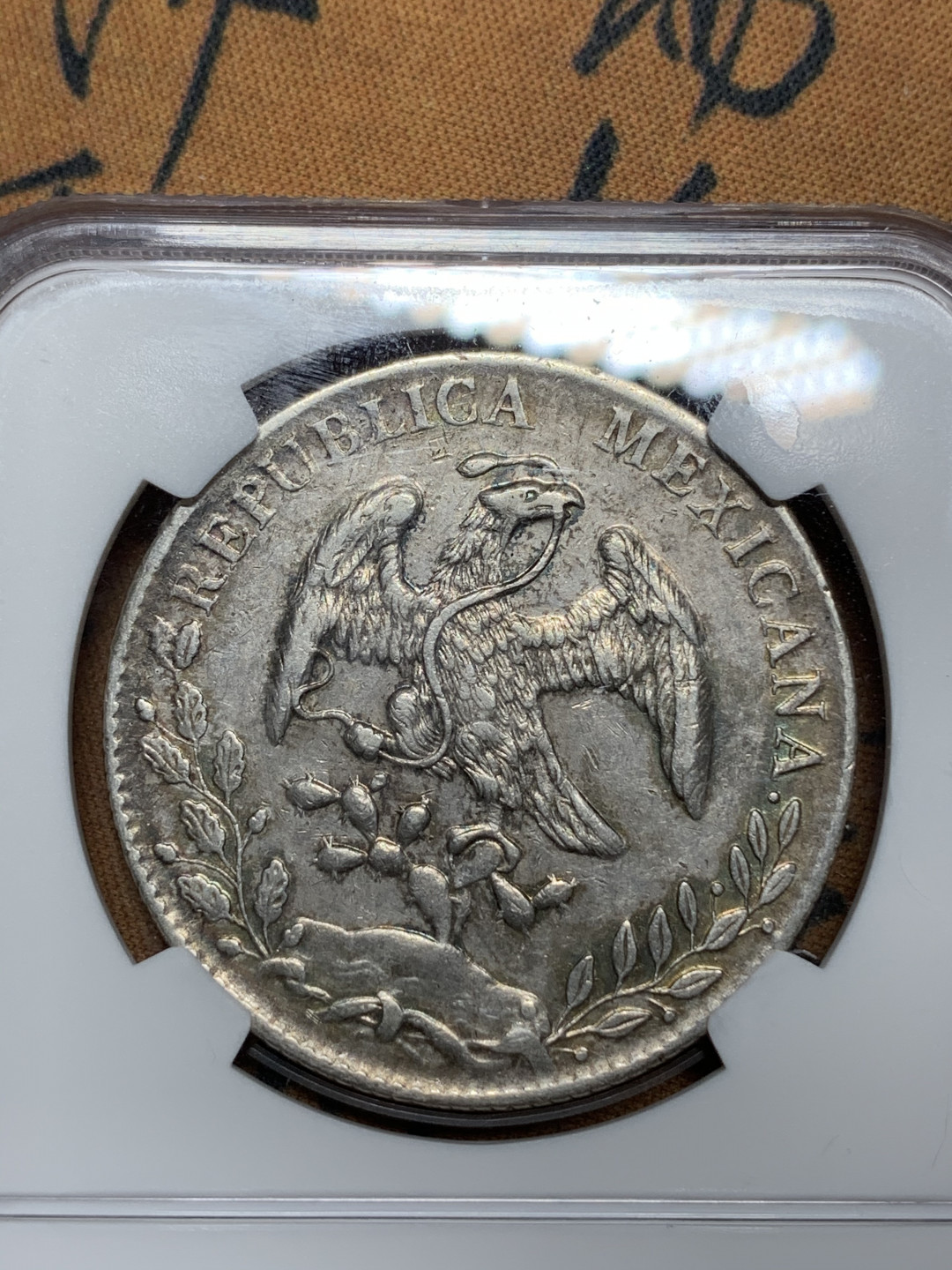 《竞宝斋》钱币微拍-第15场-本周日，周一2场连拍（全场顺丰包邮） NGC-XF45  墨西哥 1892年 8 里亚尔  库利亚坎厂  银币     原味带彩c厂老鹰