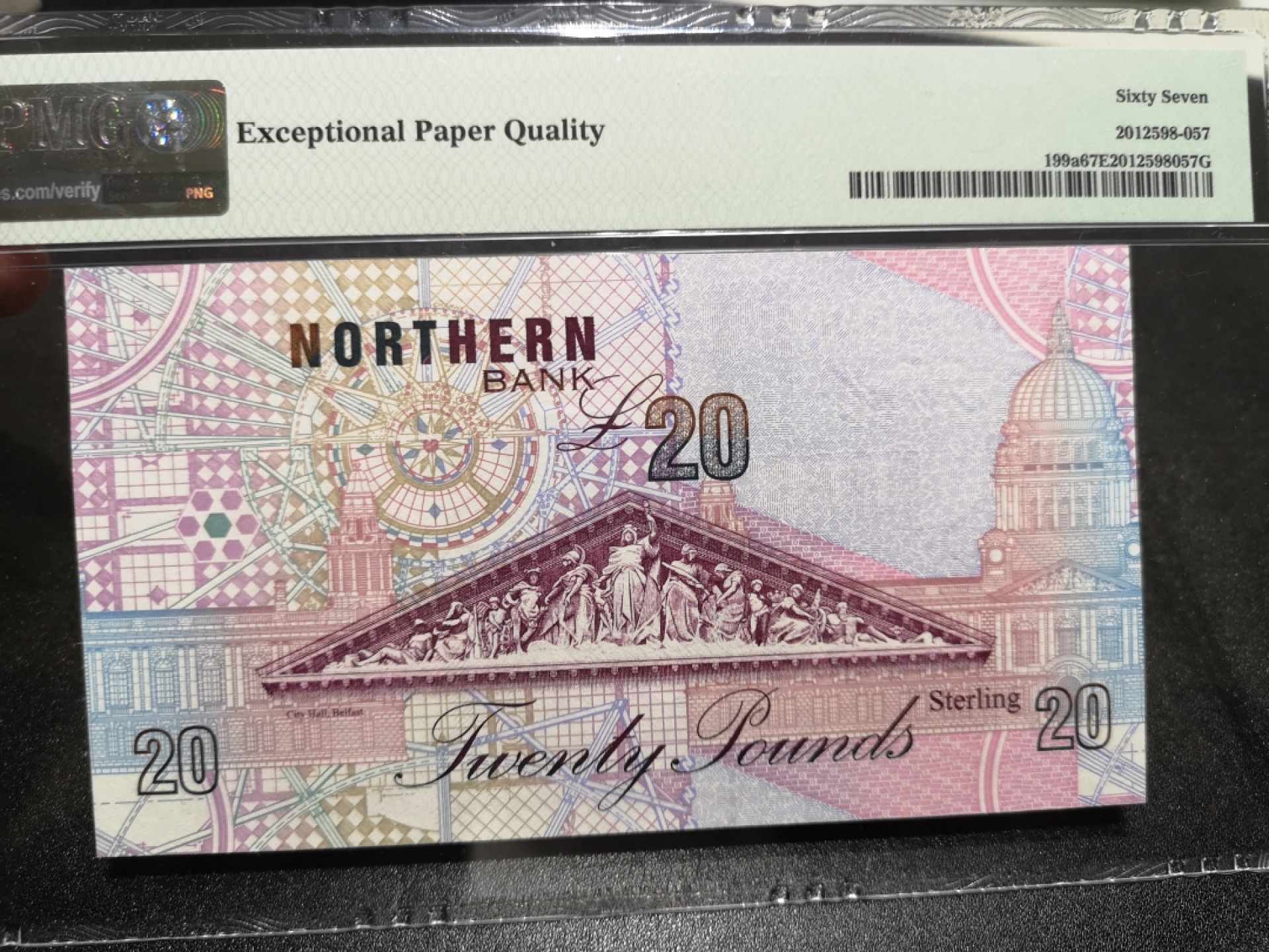 《外钞收藏家》第一百四十七期拍卖连拍第一场（98件） 1997年北爱尔兰北方银行20镑 PMG67 超小号34