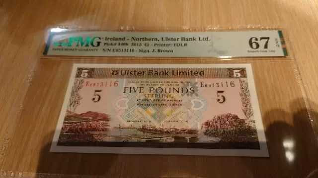 【囧羊收藏】精选微拍总第四十期暨2021年第31期 各国货币精选 2013年北爱尔兰5镑 全程无47PMG67E