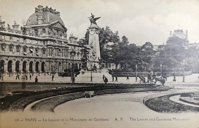 百年法国巴黎明信片精选（都带出处，方便收藏） - 卢浮宫和莱昂·甘必大纪念碑
