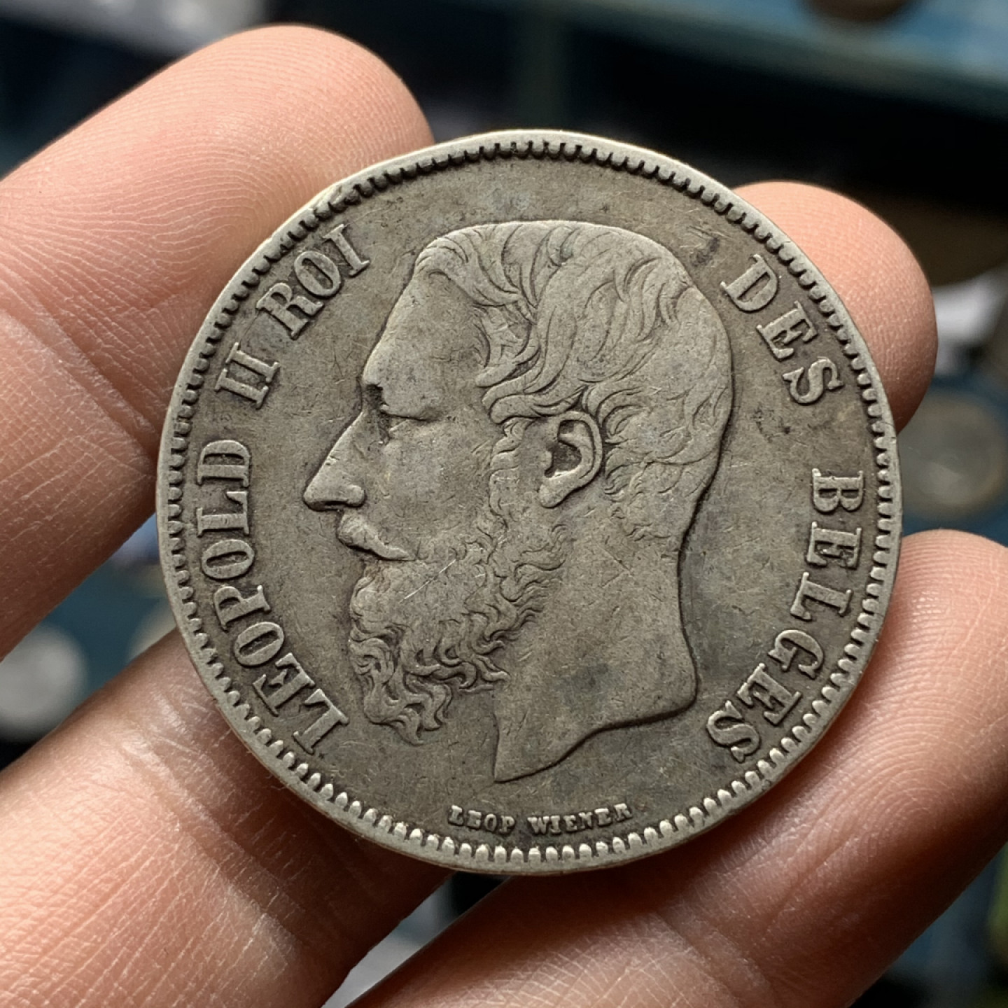 《竞宝斋》钱币微拍-第16场-本周日，周一2场连拍（全场顺丰包邮） 比利时 1870年 利奥波德二世  5法郎大银币