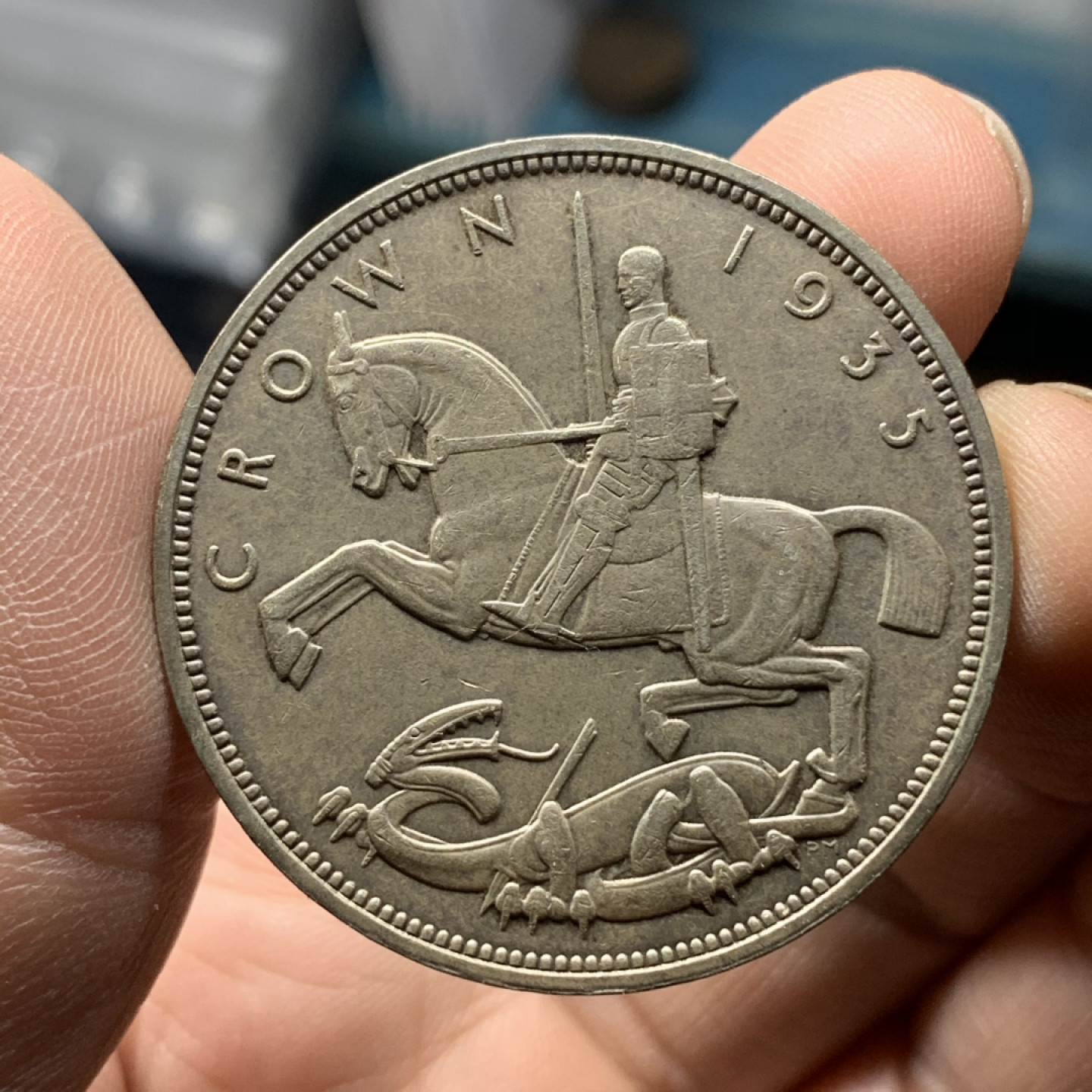 《竞宝斋》钱币微拍-第16场-本周日，周一2场连拍（全场顺丰包邮） 好品 英国 1935 乔六 木马 克朗 大银币