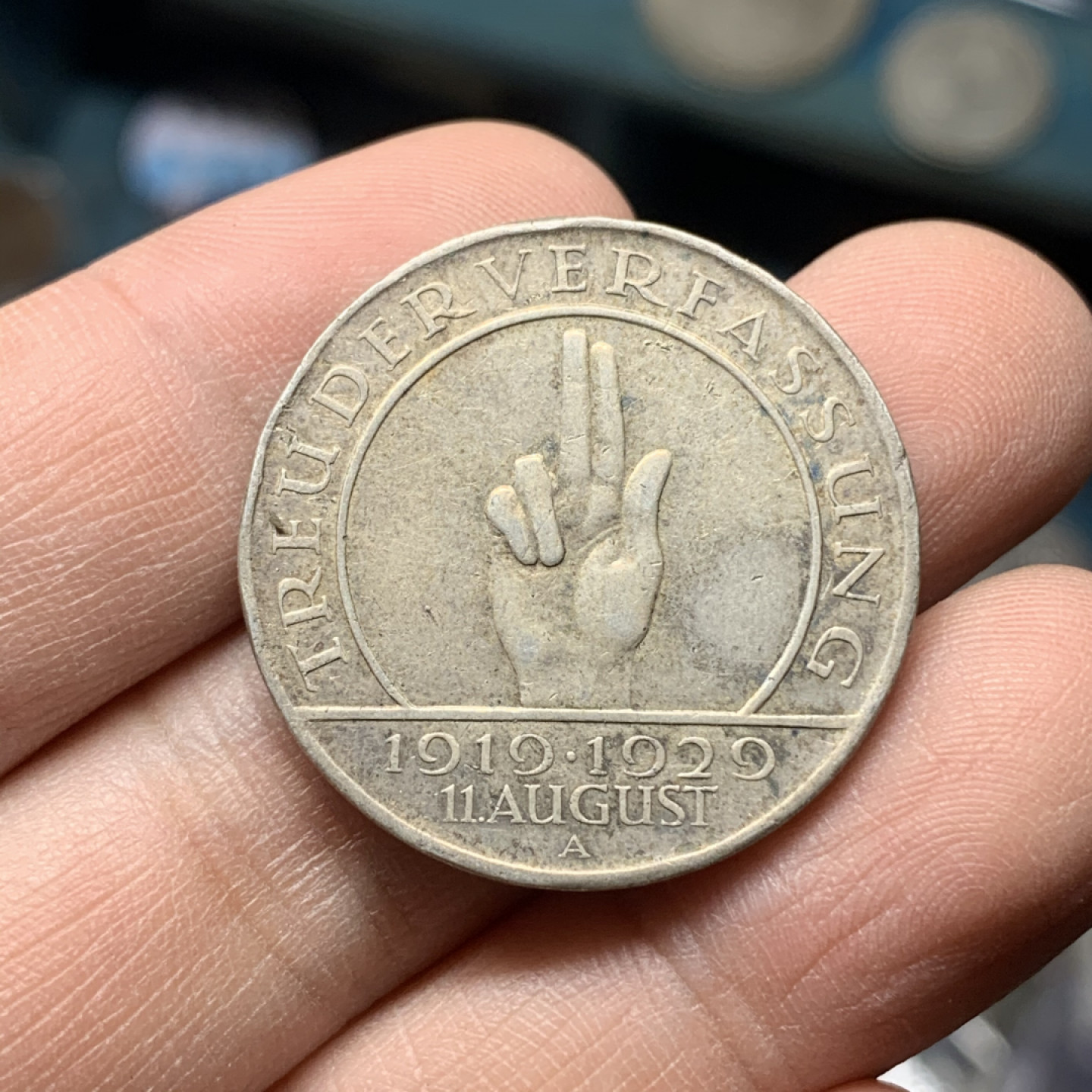 《竞宝斋》钱币微拍-第16场-本周日，周一2场连拍（全场顺丰包邮） 德国 魏玛 3马克 1929年A版 宪法 银币