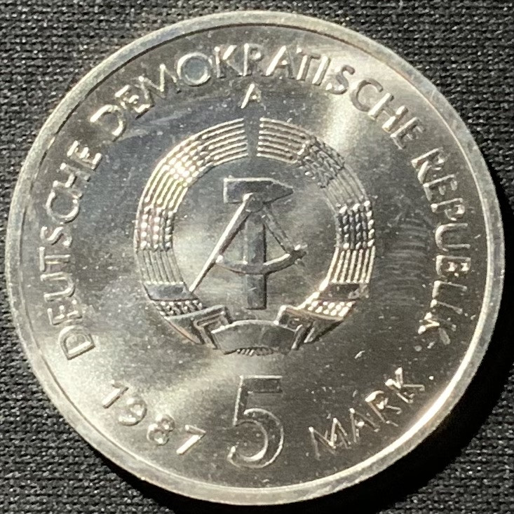 紫瑗钱币——第159期拍卖 民主德国 1987年柏林-尼古拉区 5马克 纪念币