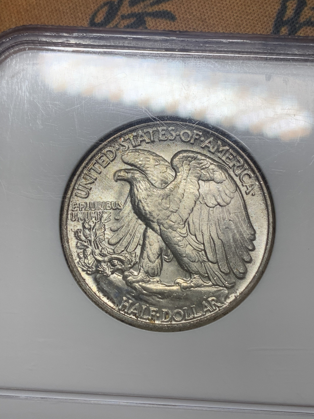 《竞宝斋》钱币微拍-第16场-本周日，周一2场连拍（全场顺丰包邮） NGC-MS65 美国 1944年 行走女神 50cents 半圆 银币 精选高分