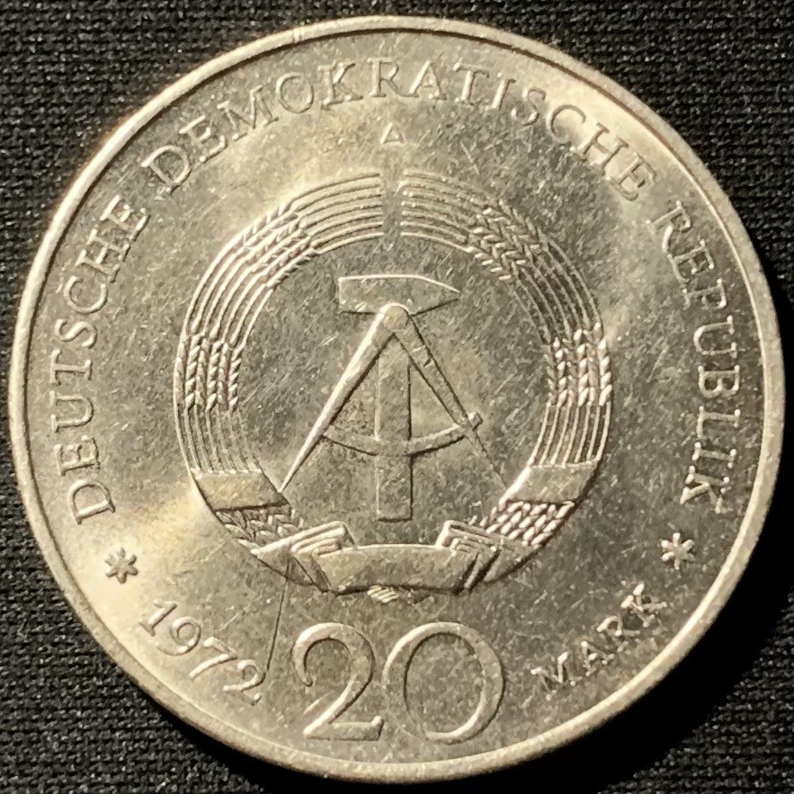 紫瑗钱币——第159期拍卖 民主德国 1972年 弗里德里希·冯·席勒 20马克 纪念币