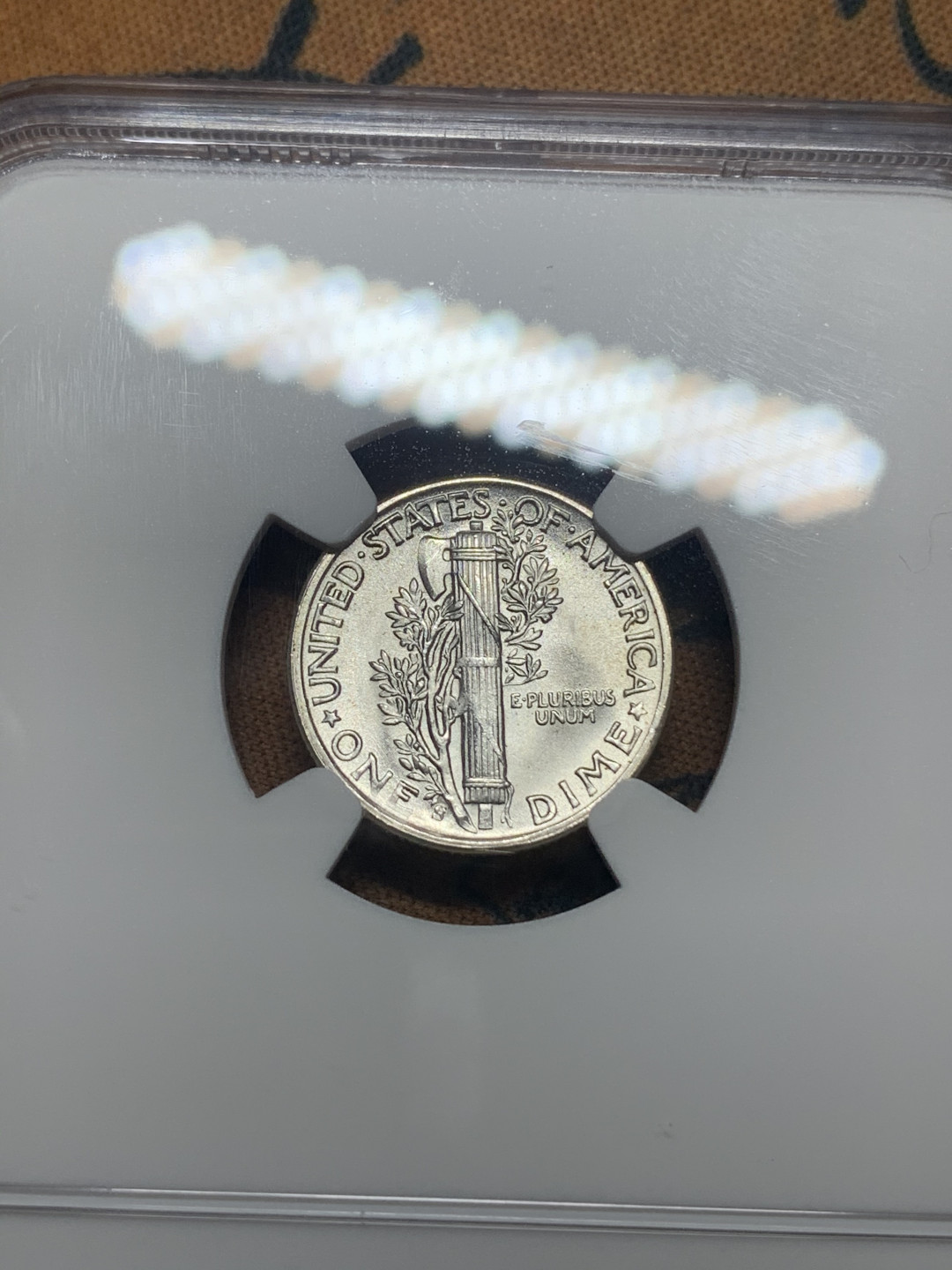 《竞宝斋》钱币微拍-第16场-本周日，周一2场连拍（全场顺丰包邮） NGC-MS66 美国1943年 墨丘利 10cents 银币 旧金山造币厂 出厂状态 