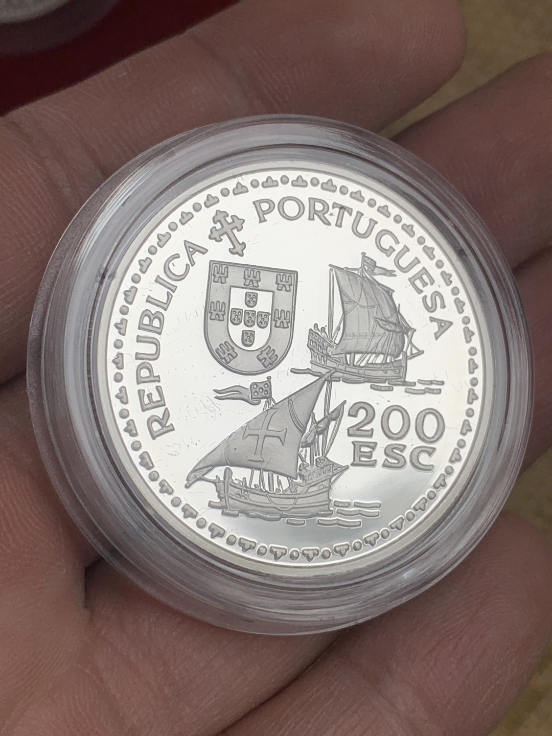 《竞宝斋》钱币微拍-第16场-本周日，周一2场连拍（全场顺丰包邮） 葡萄牙探索发现系列1994年原装精制大银4枚套 银币重106克