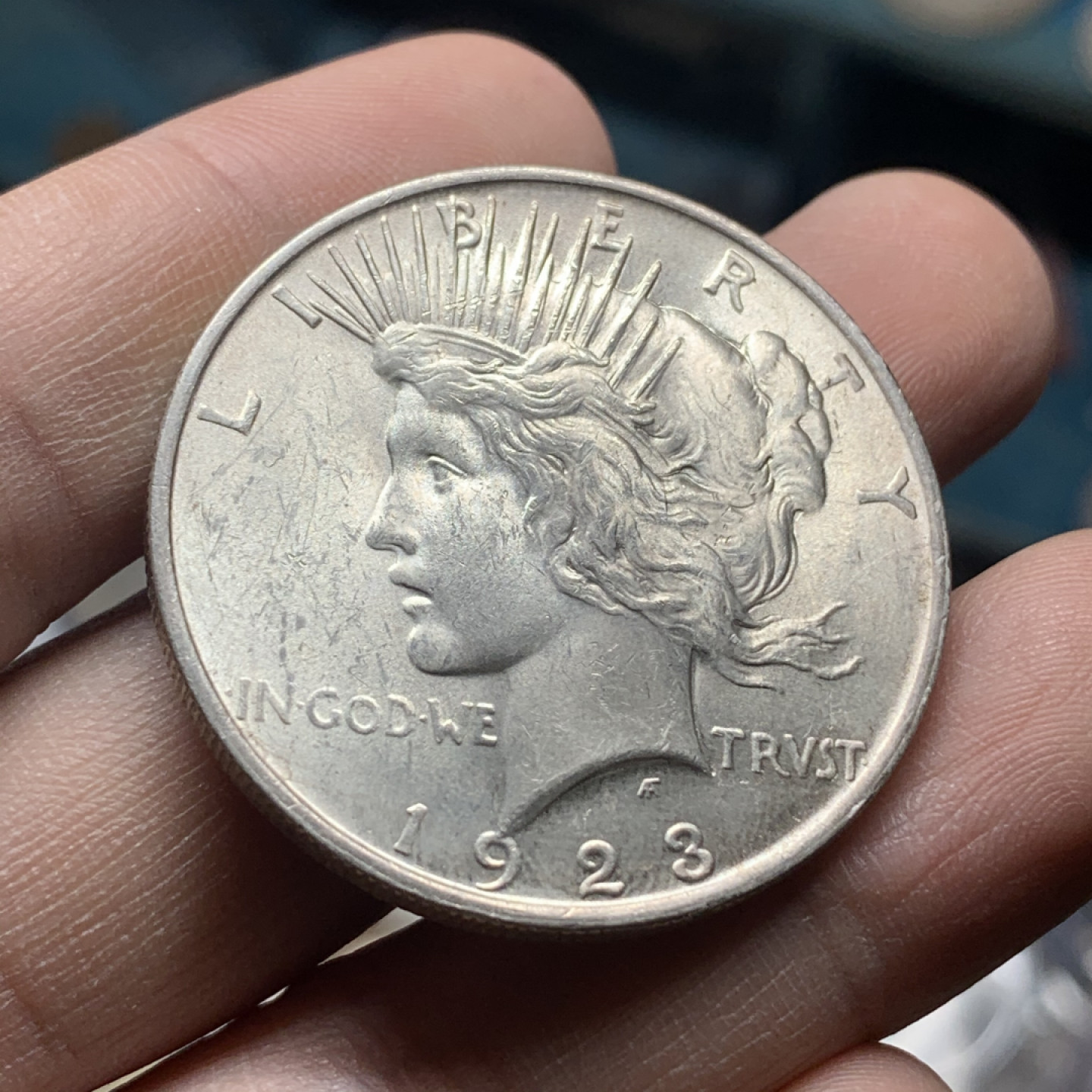 《竞宝斋》钱币微拍-第16场-本周日，周一2场连拍（全场顺丰包邮） 原光 美国 1923 年 和平 美元大银币