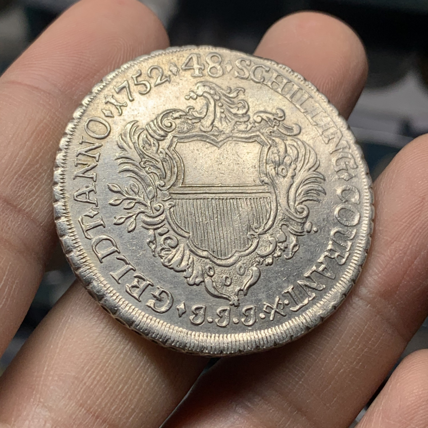 《竞宝斋》钱币微拍-第16场-本周日，周一2场连拍（全场顺丰包邮） 德邦 吕贝克 1752年 48先令大银币 细节清晰 底板超赞