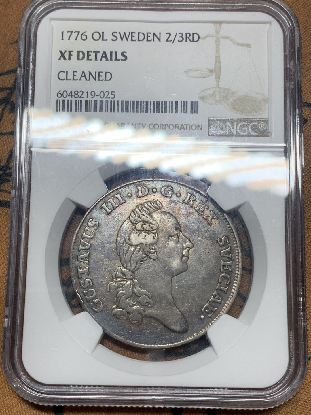 《竞宝斋》钱币微拍-第16场-本周日，周一2场连拍（全场顺丰包邮） 瑞典 古斯塔夫 三世  1776年  2/3 达勒 银币 稀少面值