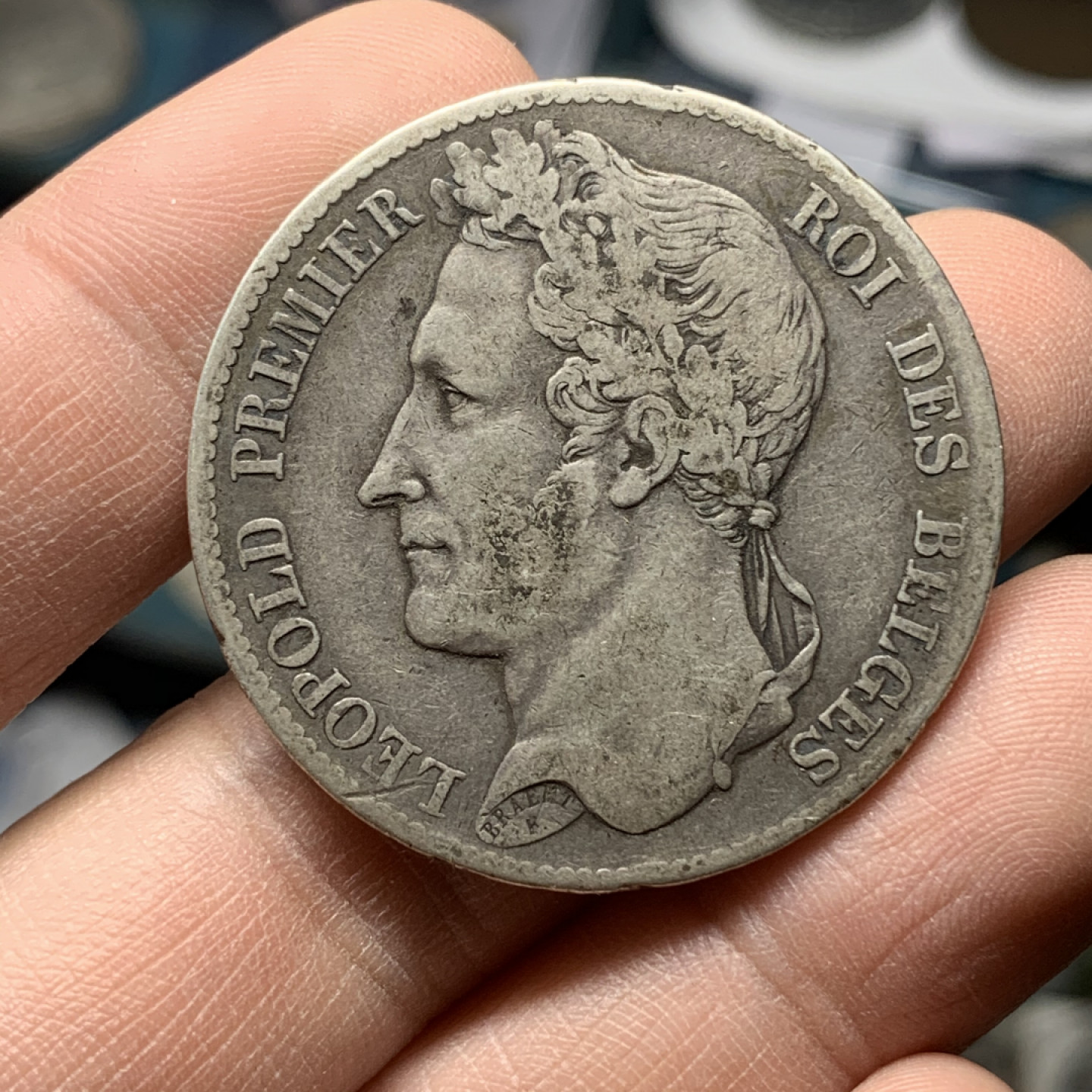 《竞宝斋》钱币微拍-第16场-本周日，周一2场连拍（全场顺丰包邮） 比利时1833年 稀少年份 花冠 利奥波特一世 5法郎大银币