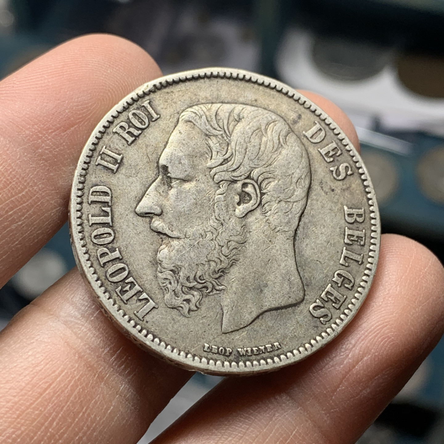 《竞宝斋》钱币微拍-第16场-本周日，周一2场连拍（全场顺丰包邮） 比利时 1870年 利奥波德二世  5法郎大银币