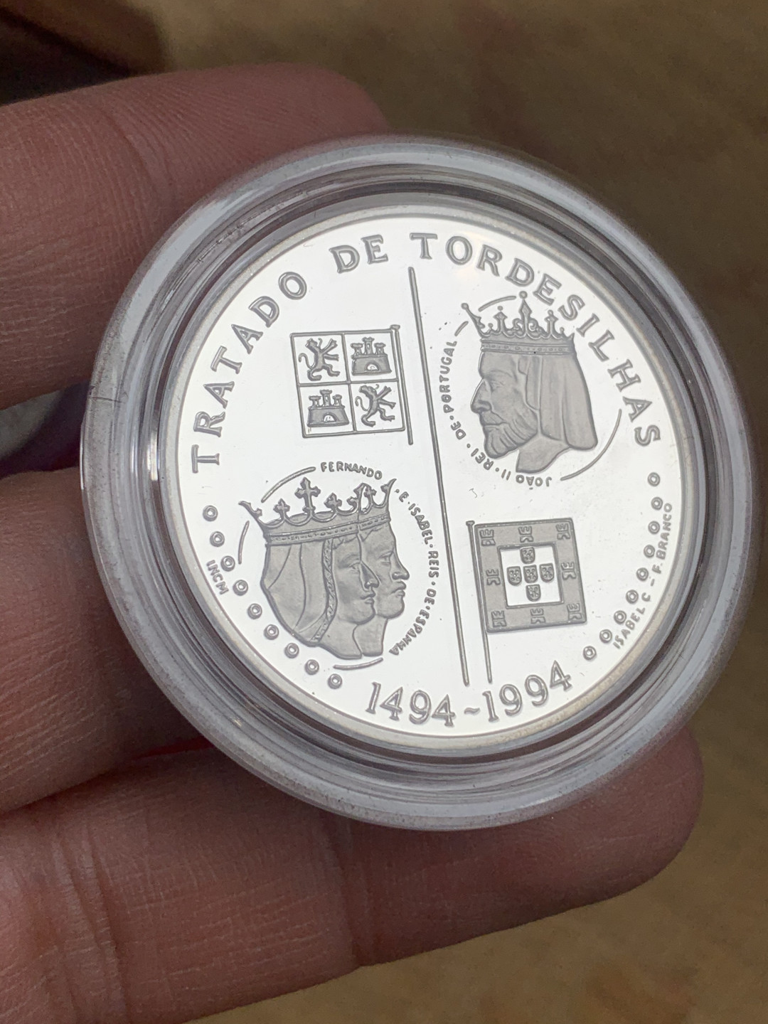 《竞宝斋》钱币微拍-第16场-本周日，周一2场连拍（全场顺丰包邮） 葡萄牙探索发现系列1994年原装精制大银4枚套 银币重106克