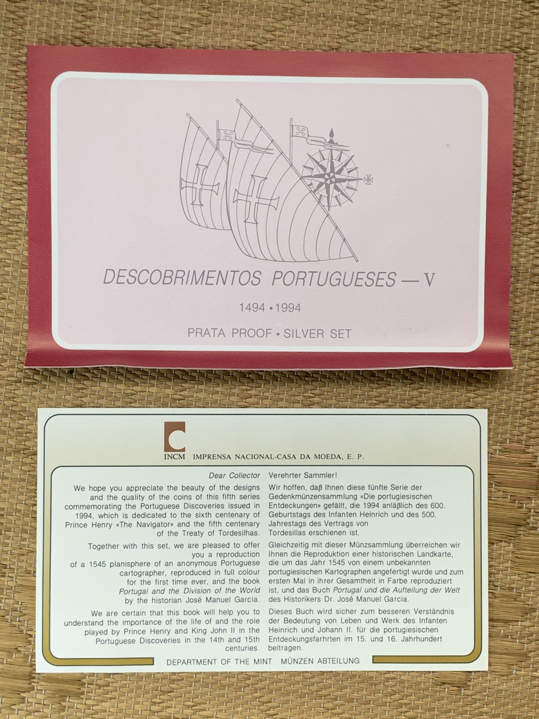 《竞宝斋》钱币微拍-第16场-本周日，周一2场连拍（全场顺丰包邮） 葡萄牙探索发现系列1994年原装精制大银4枚套 银币重106克