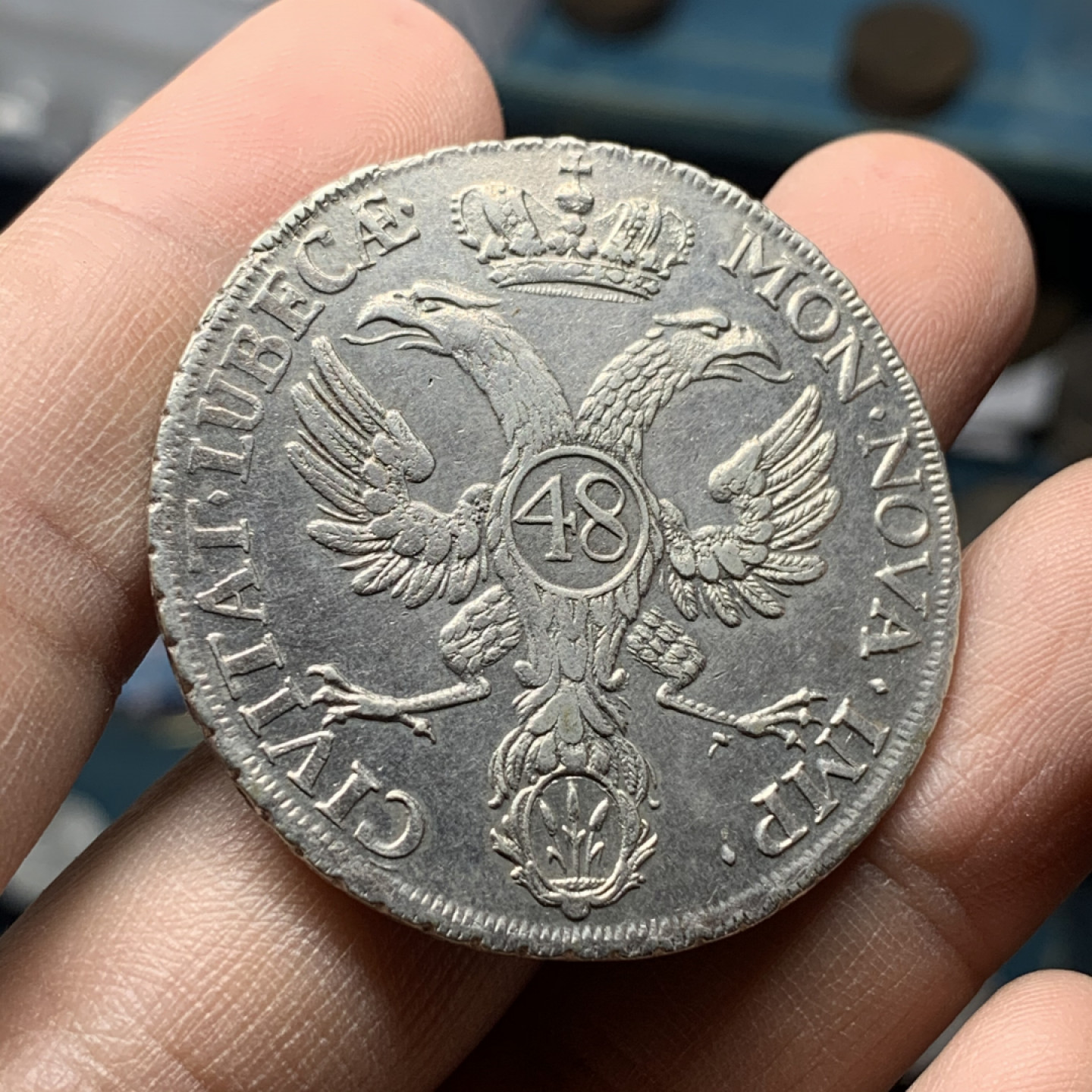 《竞宝斋》钱币微拍-第16场-本周日，周一2场连拍（全场顺丰包邮） 德邦 吕贝克 1752年 48先令大银币 细节清晰 底板超赞