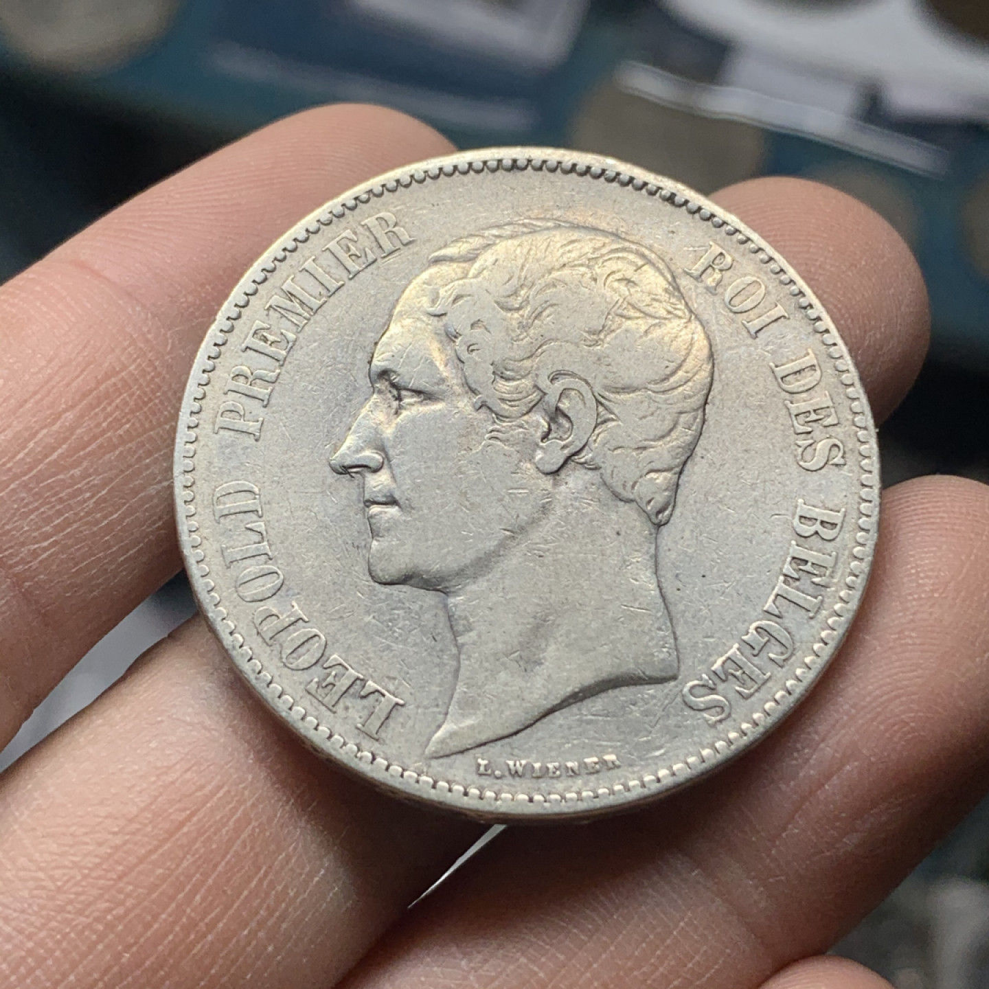 《竞宝斋》钱币微拍-第16场-本周日，周一2场连拍（全场顺丰包邮） 比利时 1849年 利奥波德一世  5法郎银币 少见